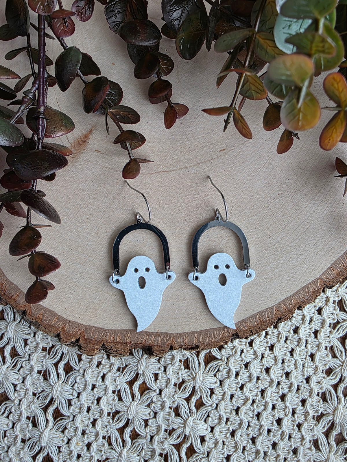 White Arched Ghost Earrings