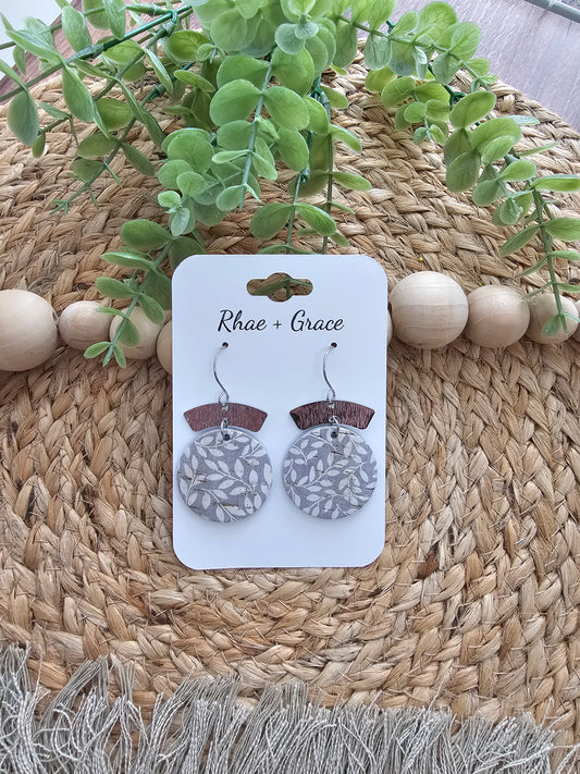 Gray Vine Circle Earrings