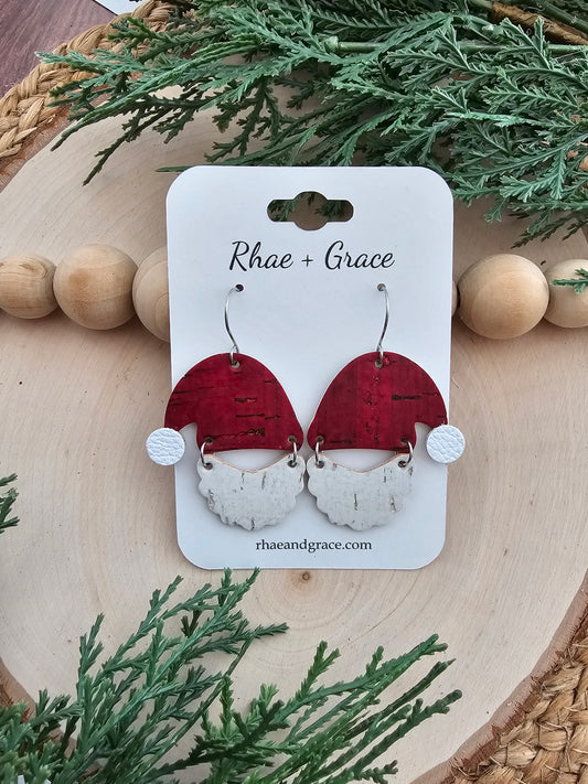 Dark Red Santa Earrings