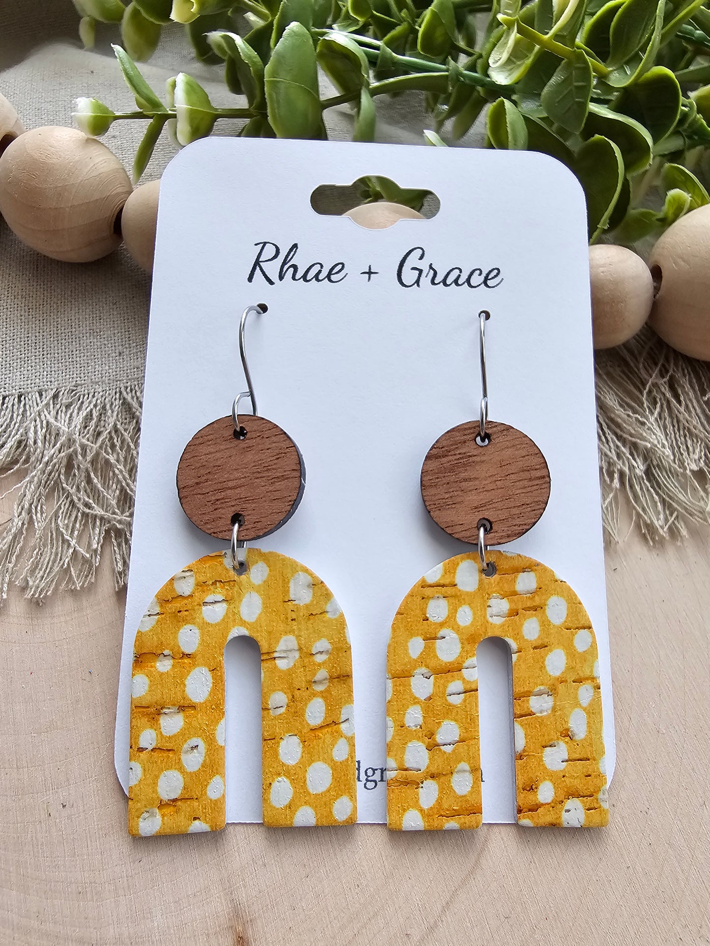 Sunshine Yellow Dotted Arch Earrings