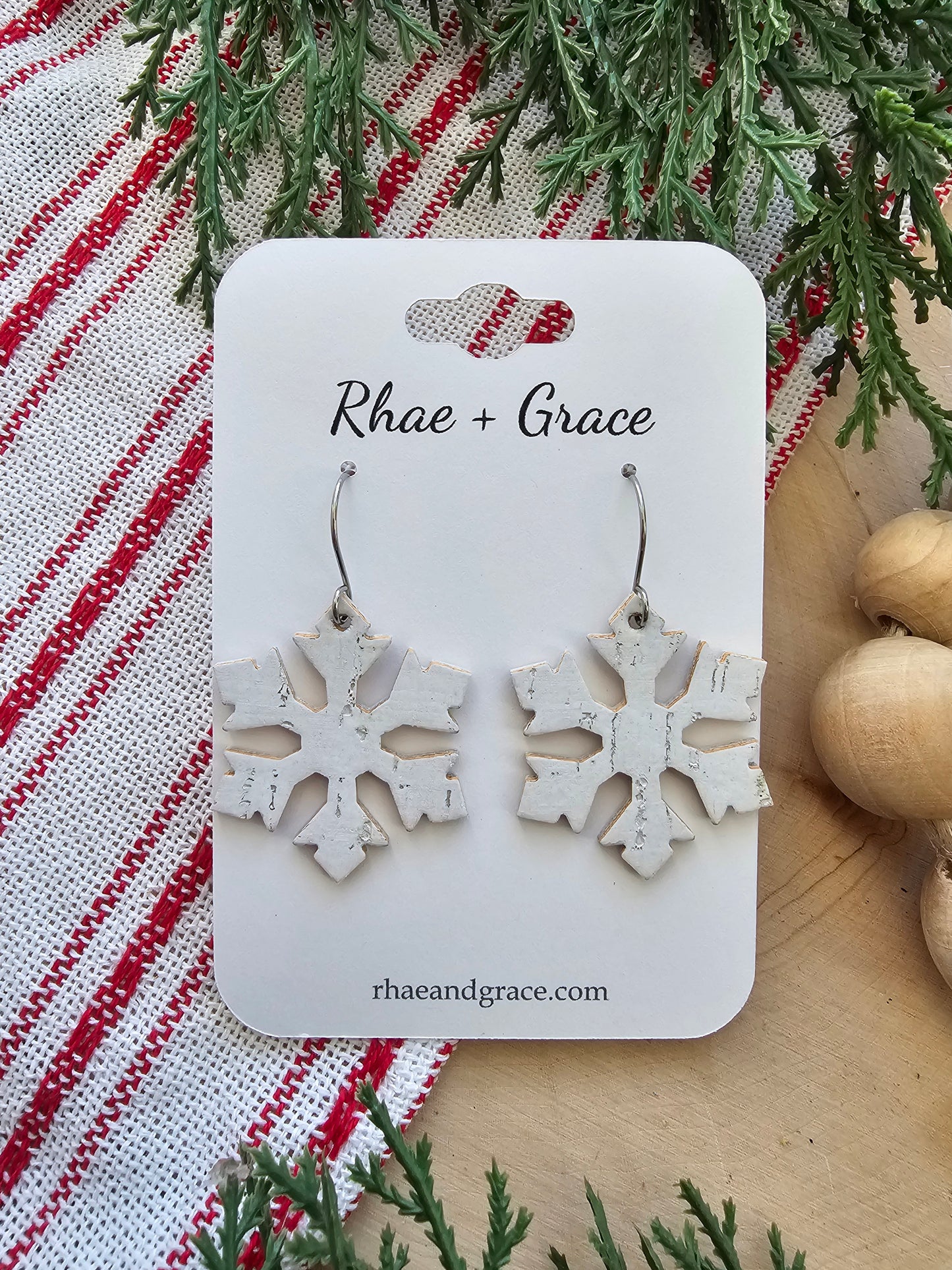 White Birch Snowflake Earrings