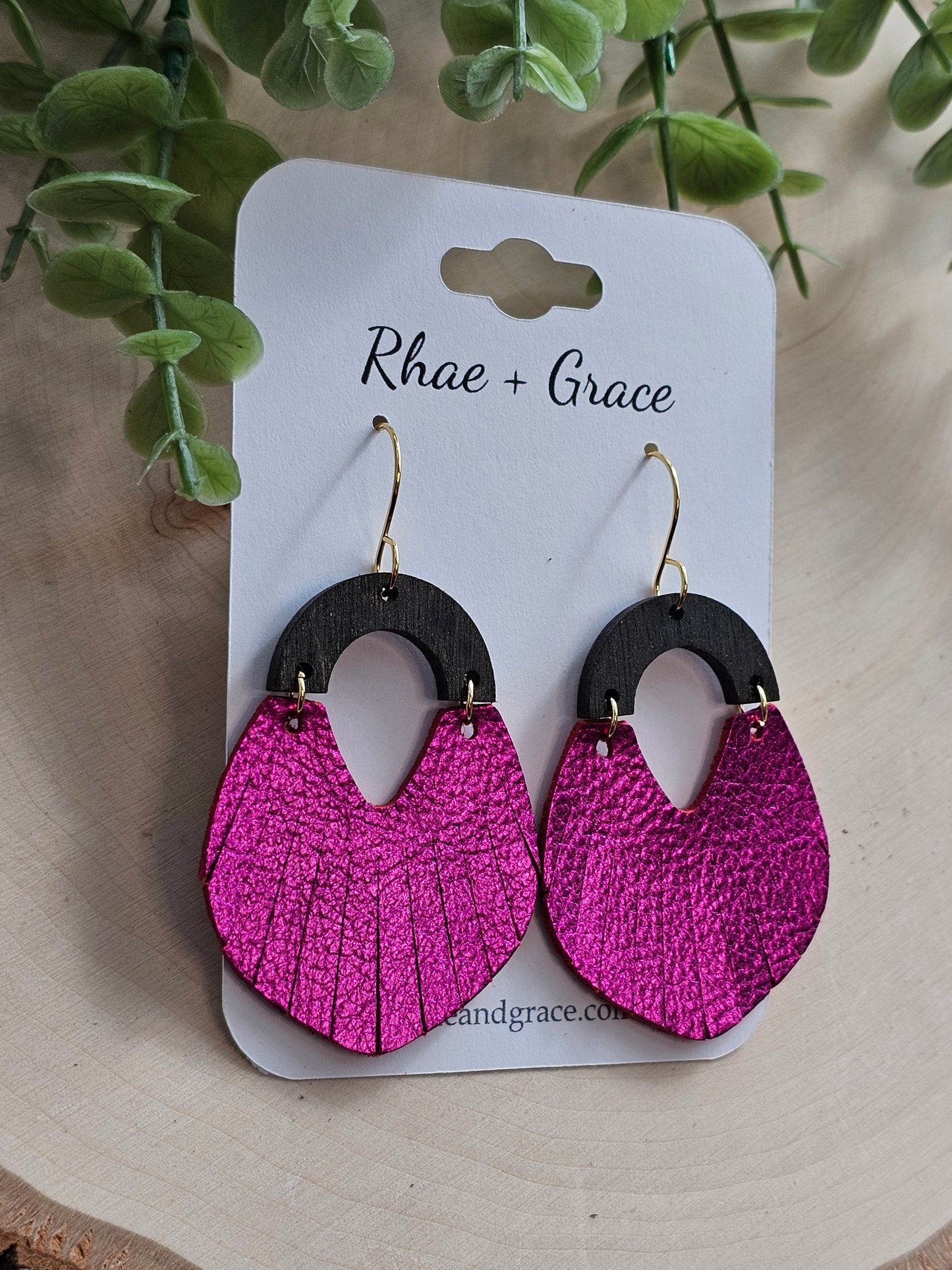 Metallic Fuschia Fringe Swoop Earrings