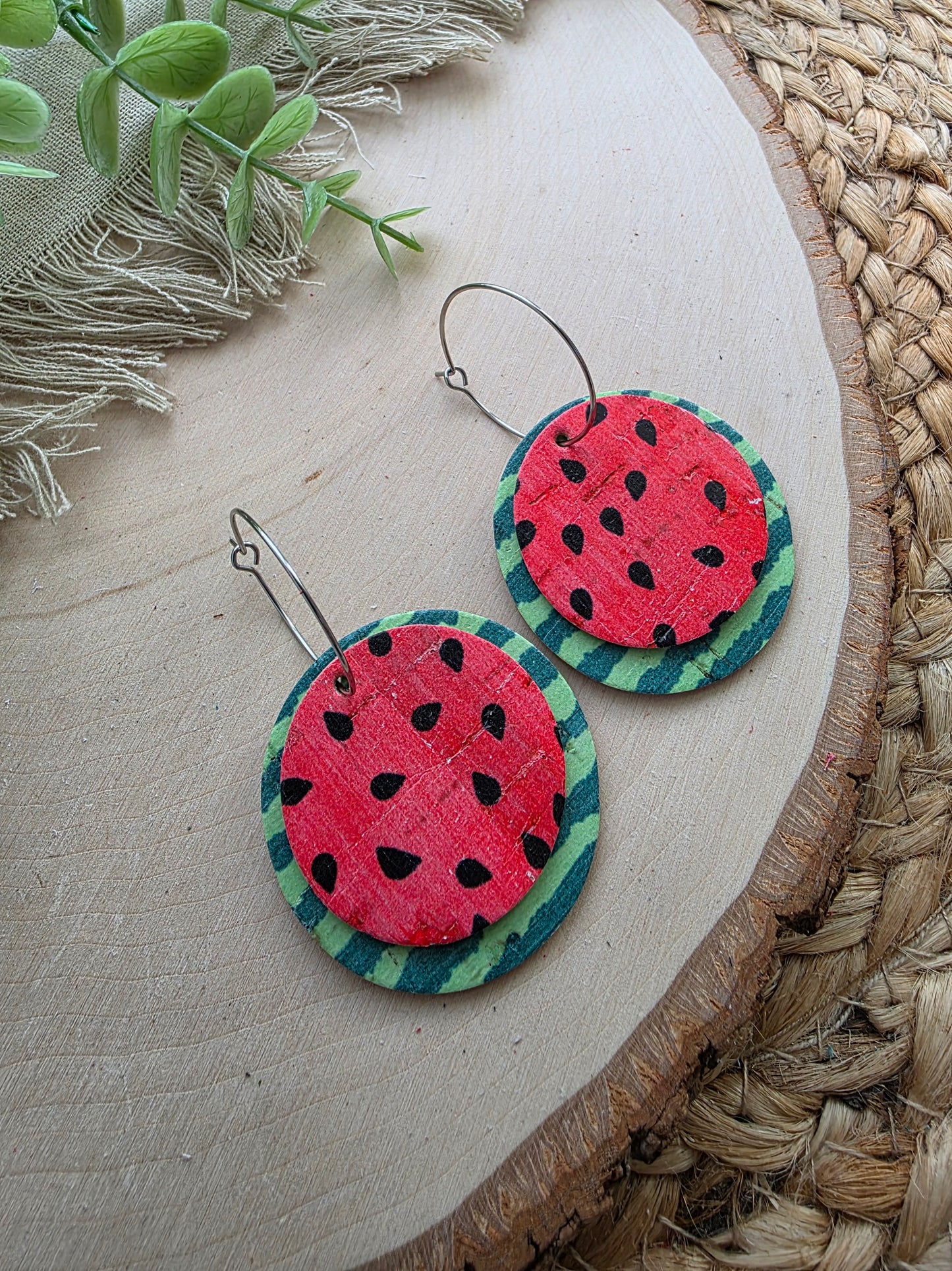 Watermelon Hoop Earrings