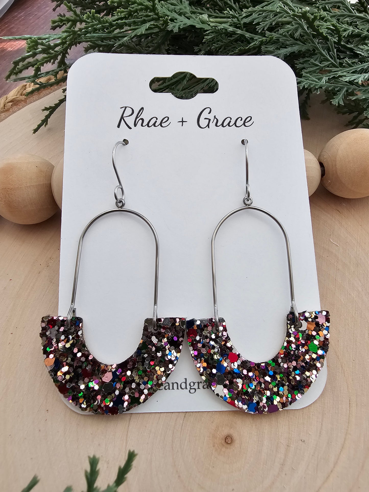 Jewel Glitter Inverted Arch Earrings