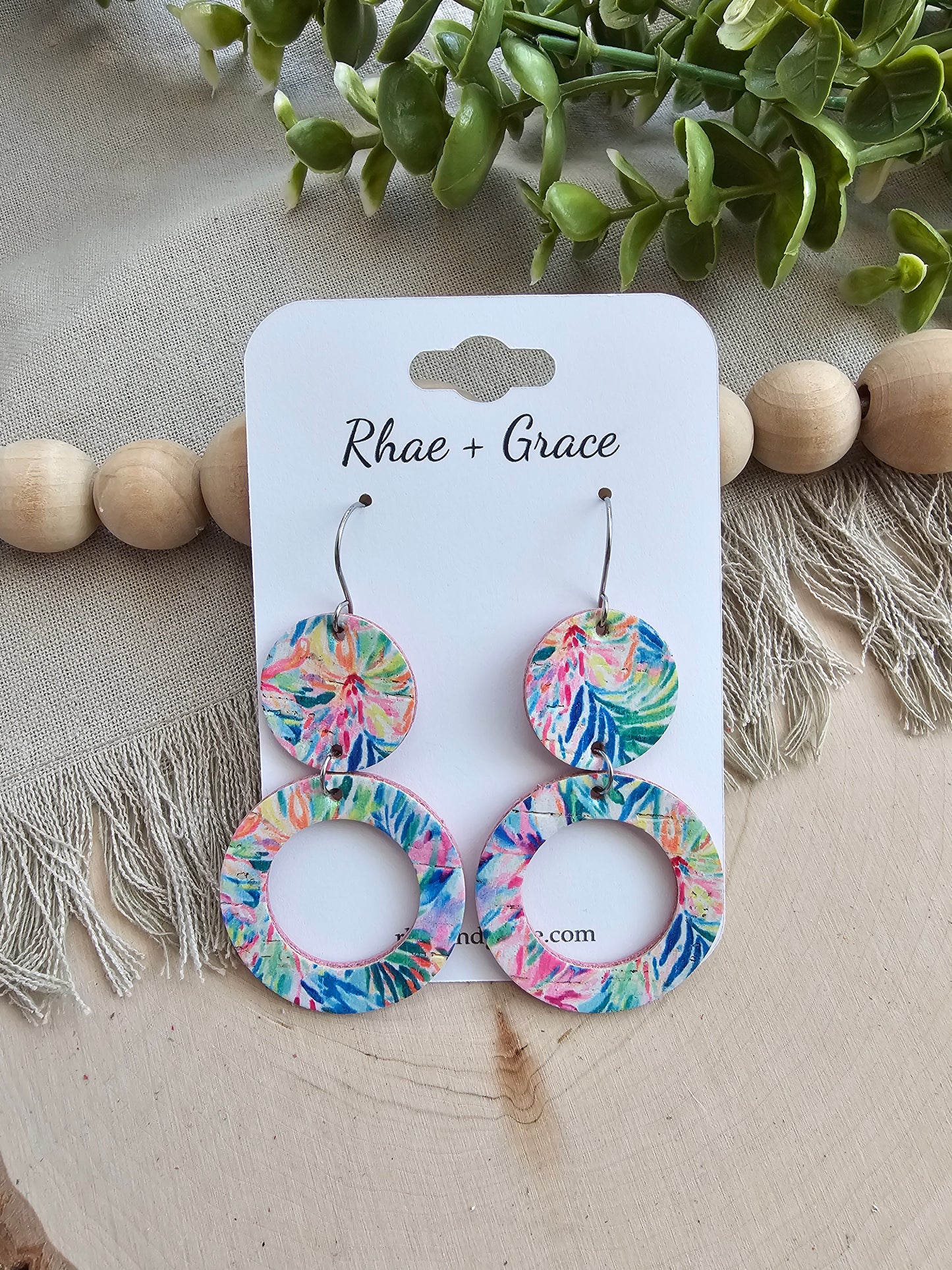 Tropical Circle Cutout Earrings