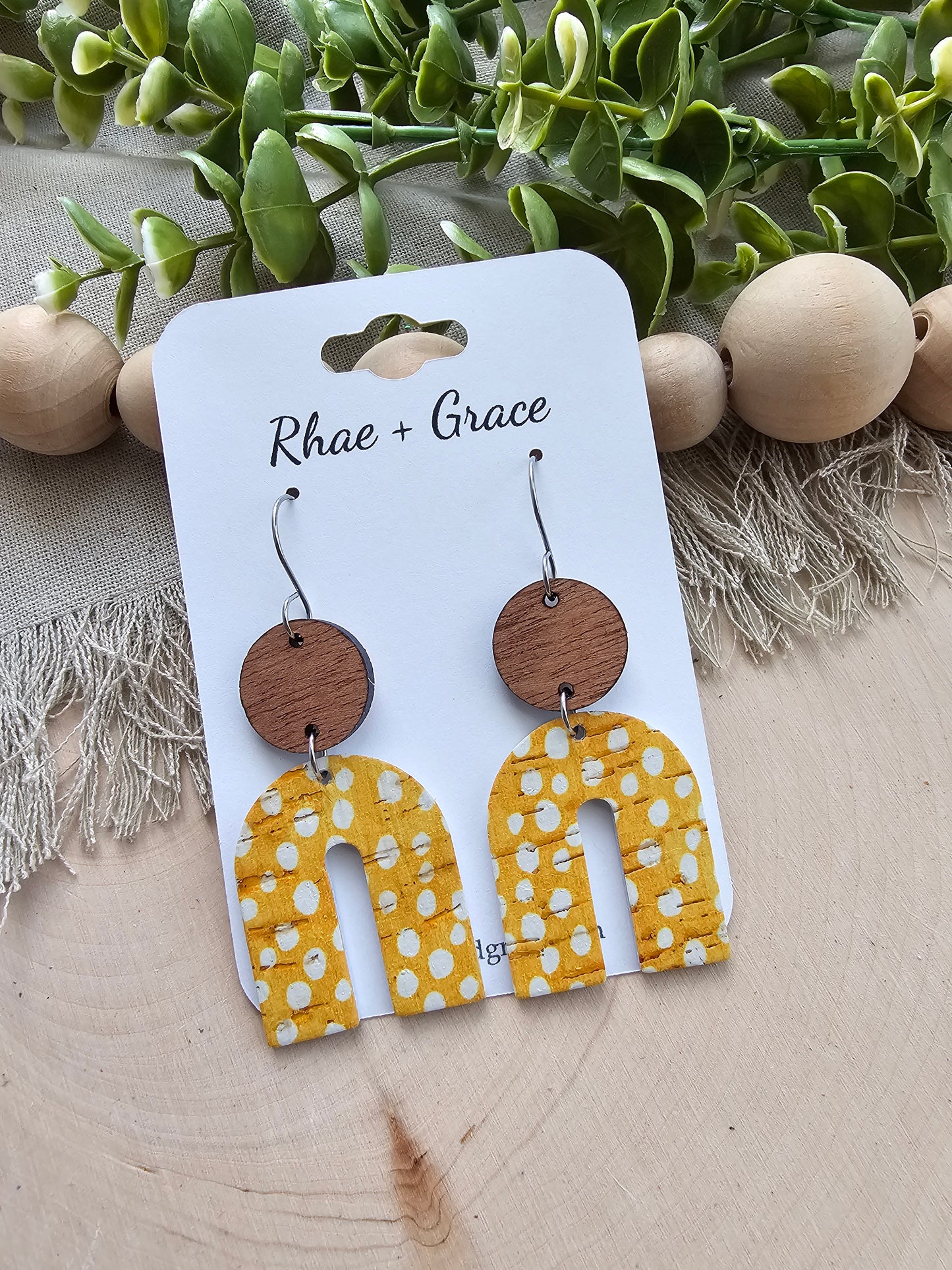 Sunshine Yellow Dotted Arch Earrings