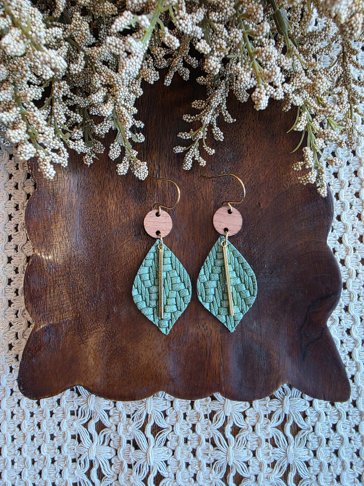 Fern Green Pointed Petal Earrings