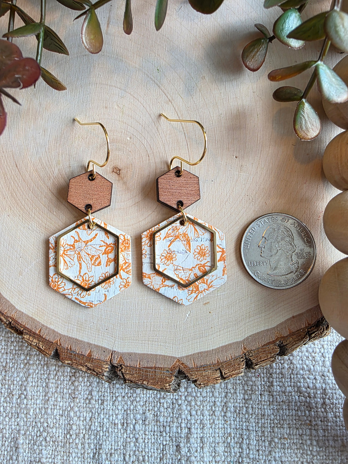 Honeybee Hexagon Earrings