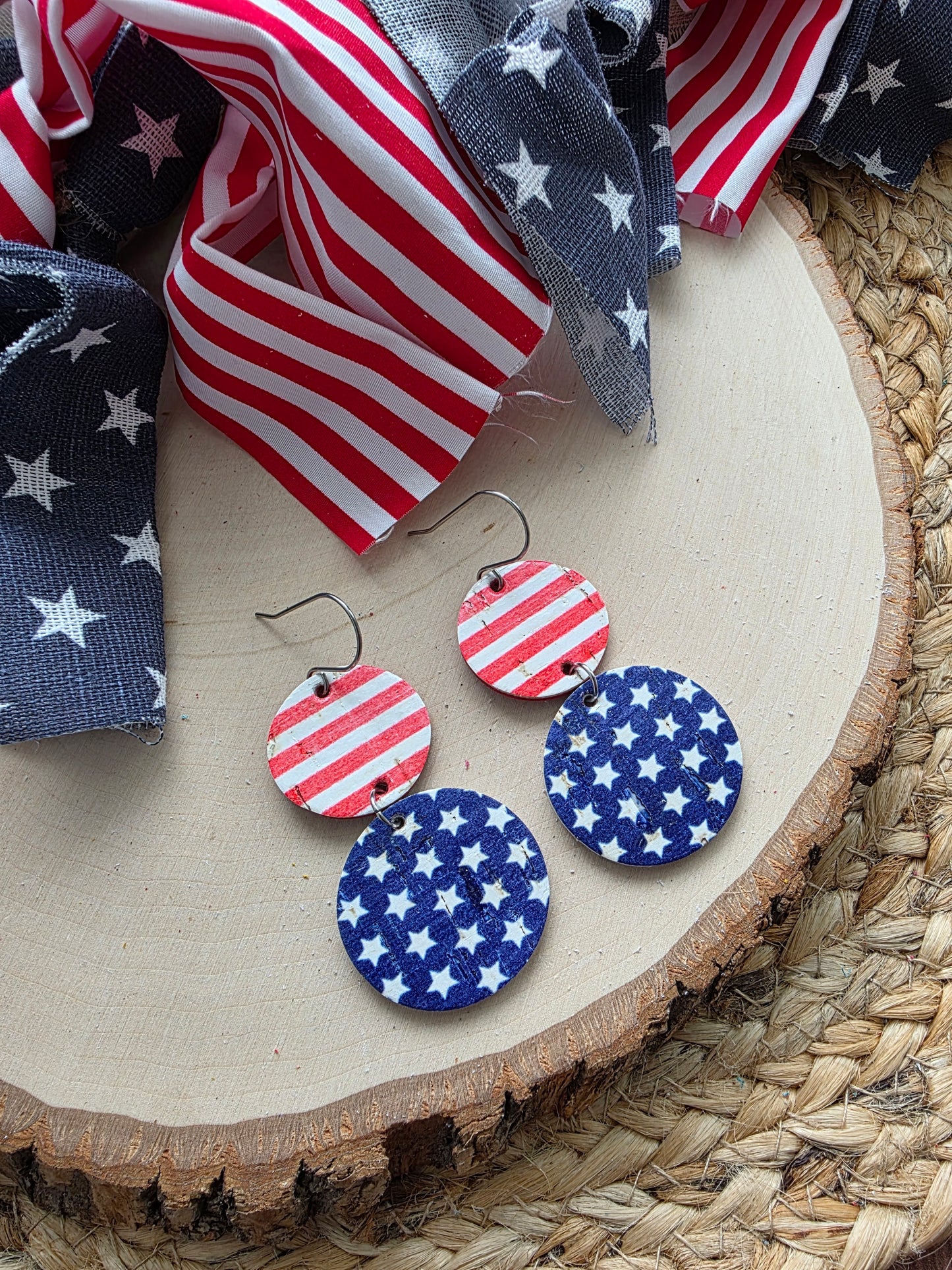 Stars & Stripes Stacked Circle Earrings