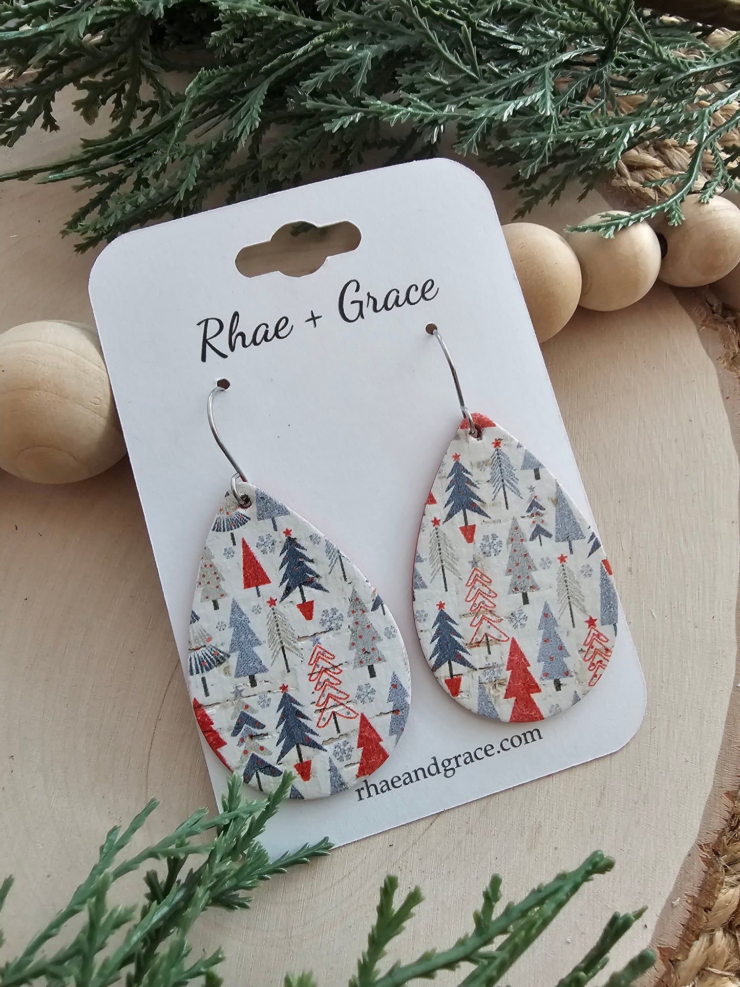 Tiny Holiday Trees Teardrop Earrings