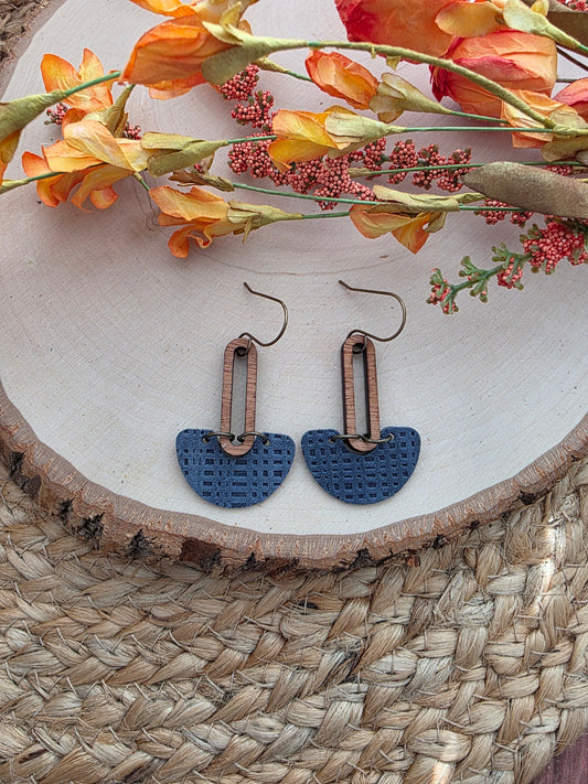 Navy Blue Arch Drop Earrings