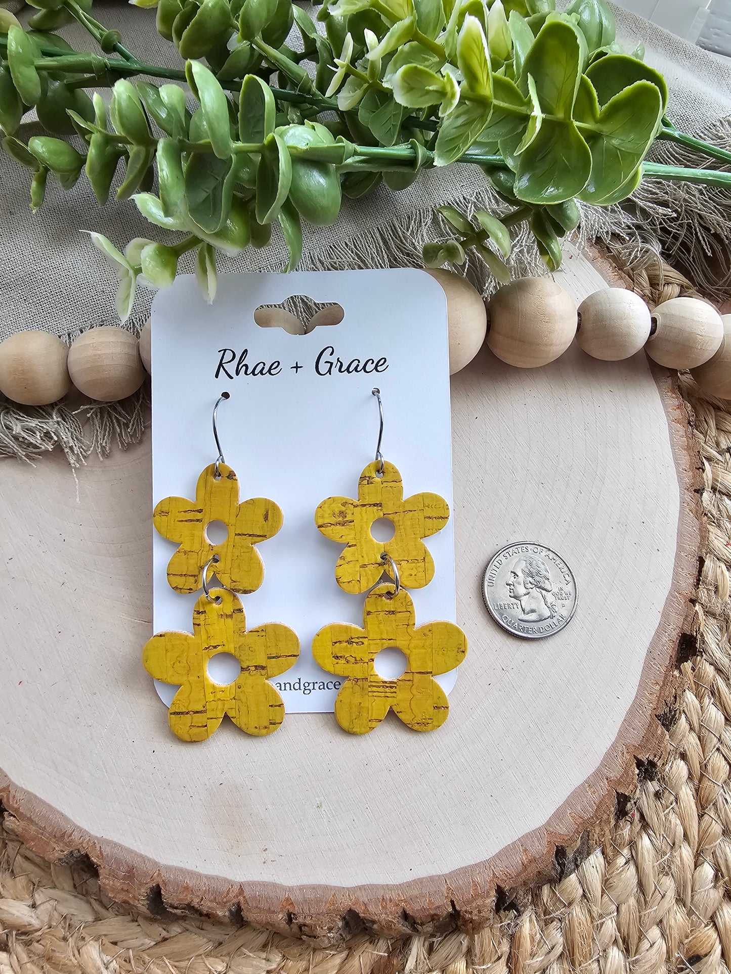 Yellow Stacked Flower Earrings