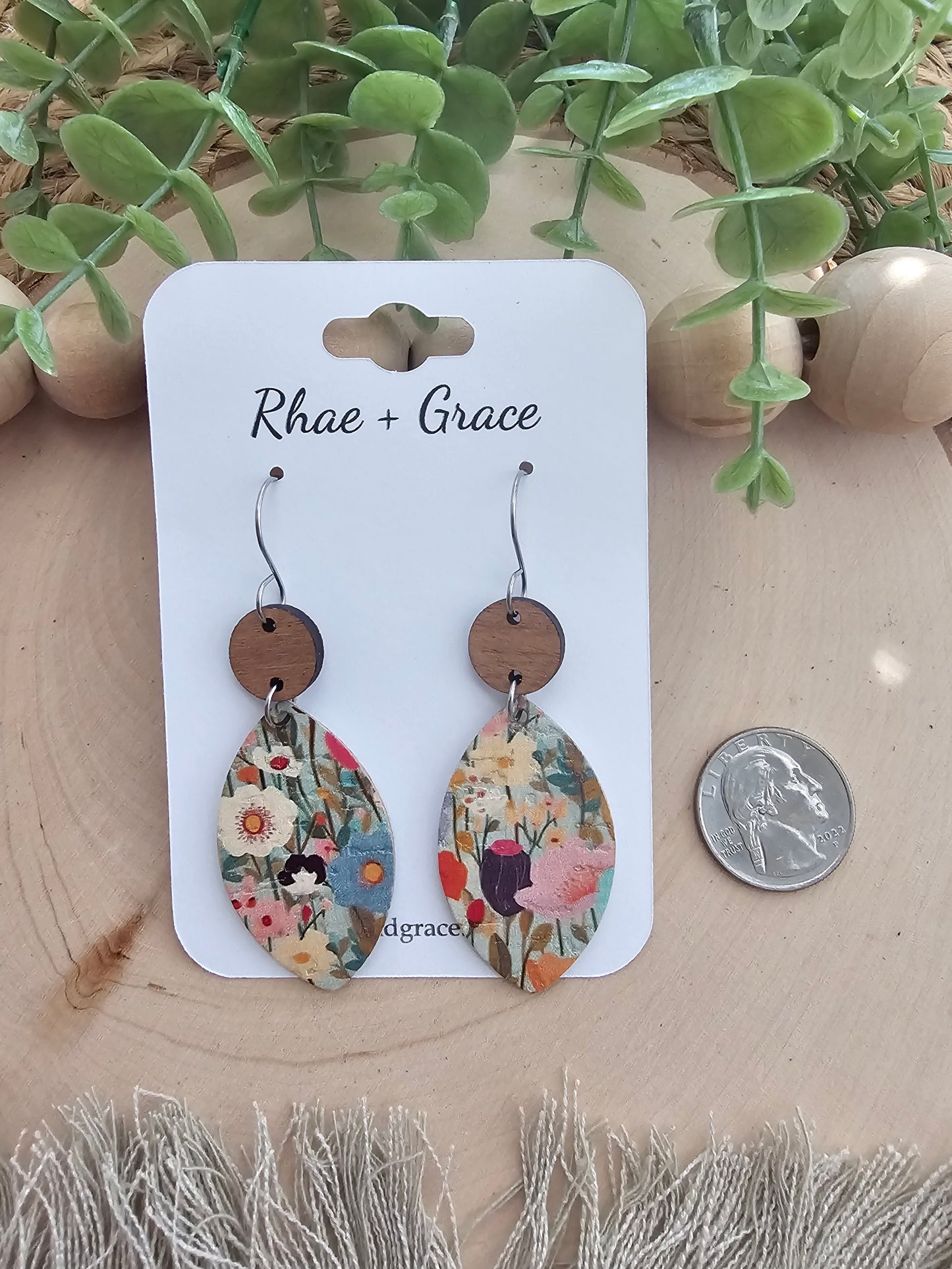 Colorful Wildflower Field Leaf Earrings