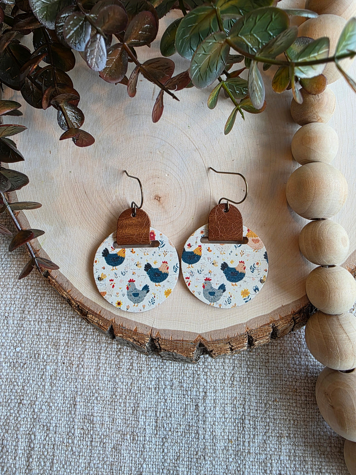 Chicken Looped Circle Earrings