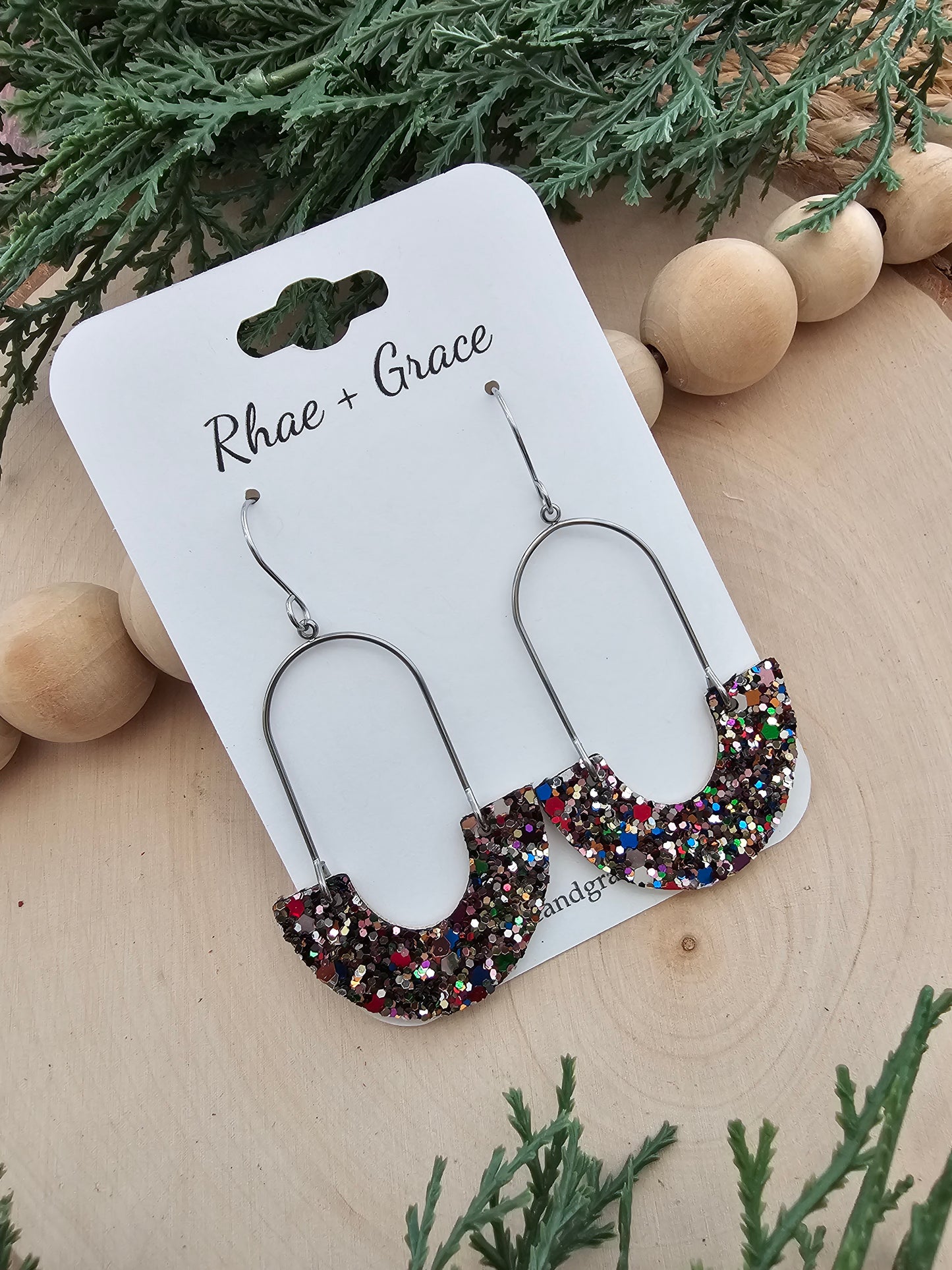 Jewel Glitter Inverted Arch Earrings