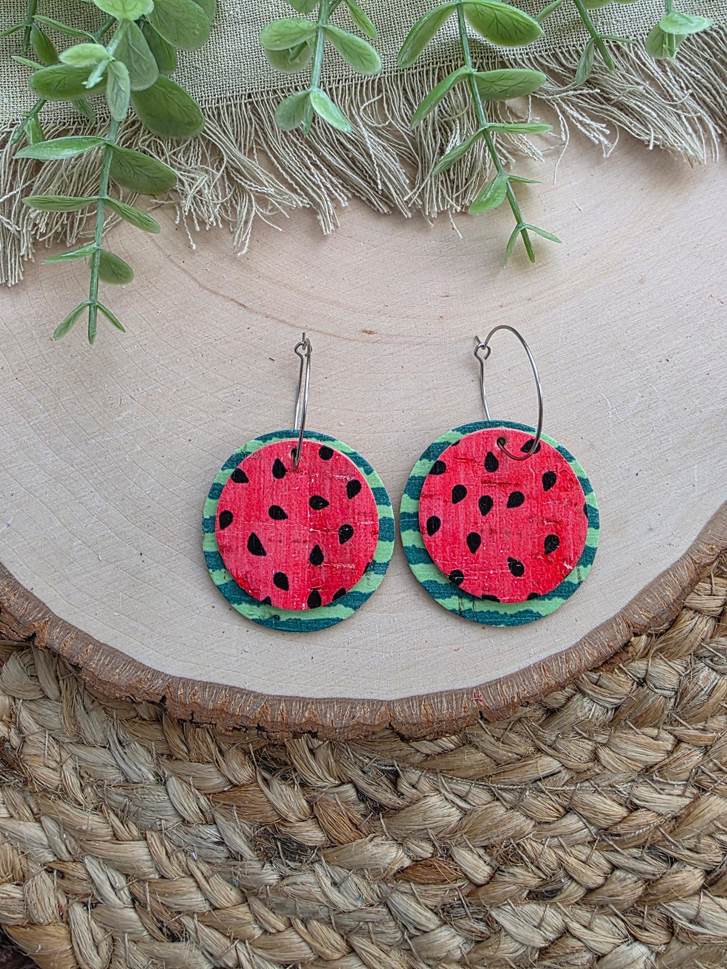 Watermelon Hoop Earrings