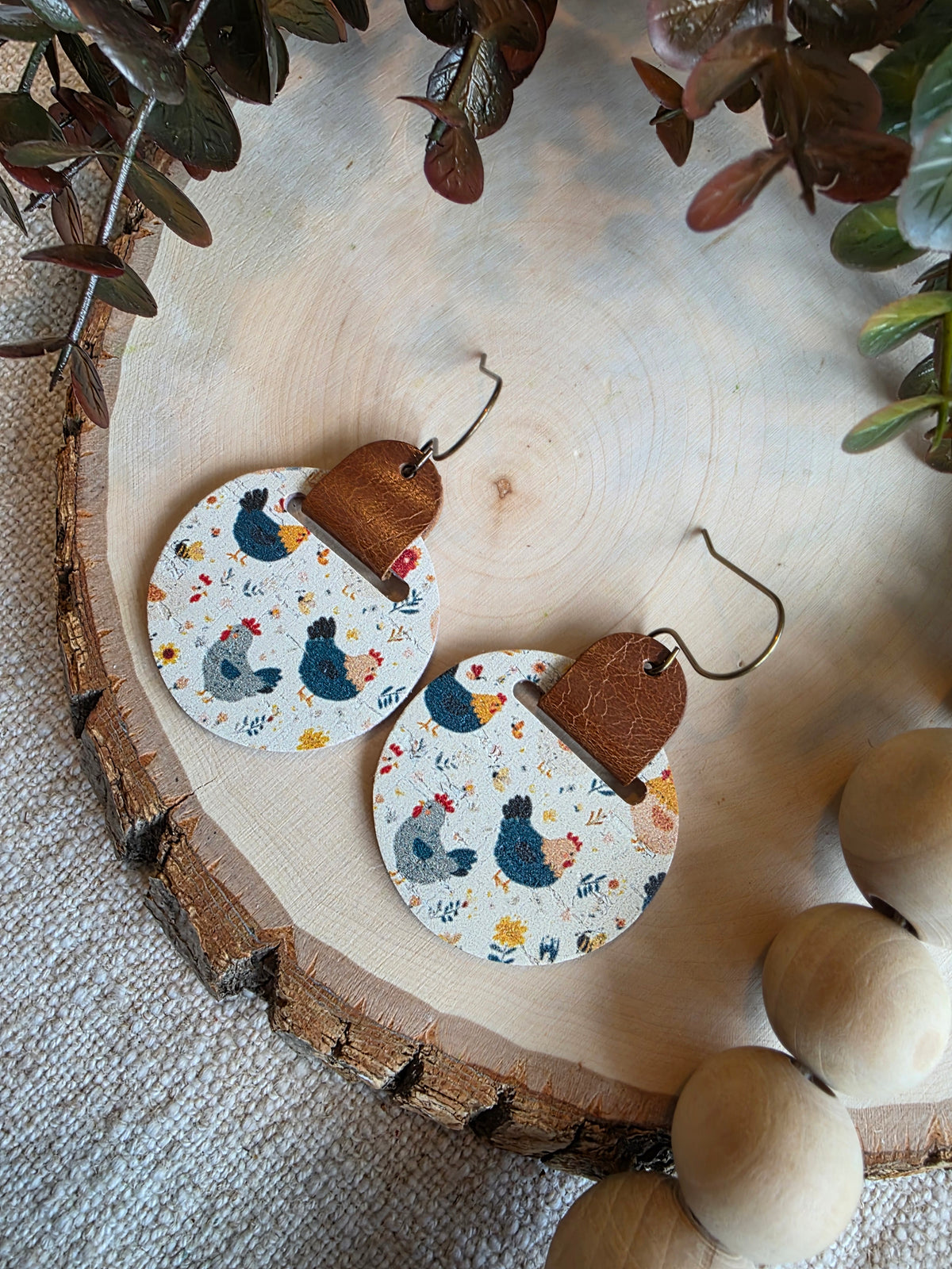 Chicken Looped Circle Earrings