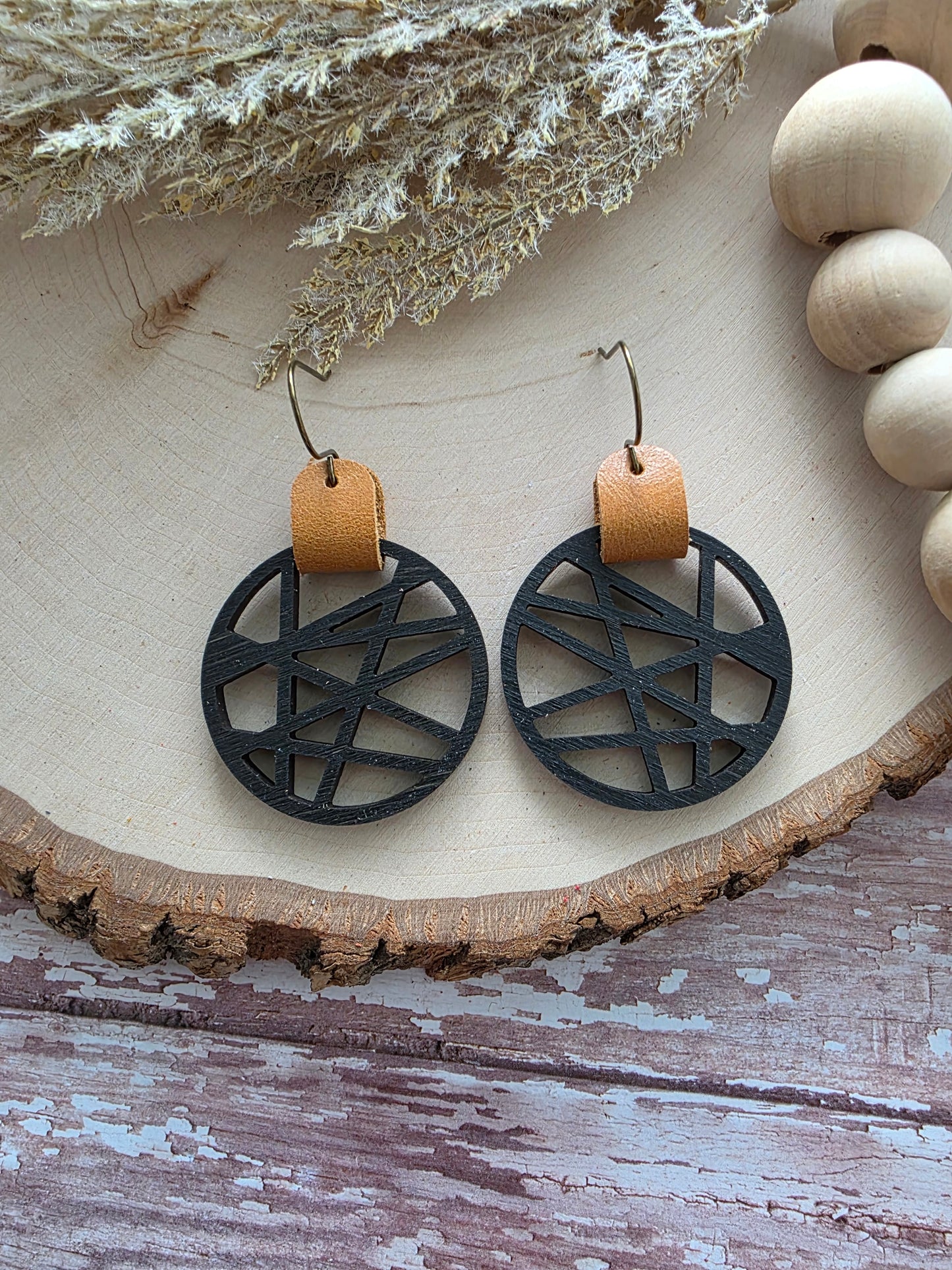 Black & Brown Abstract Criss-cross Earrings