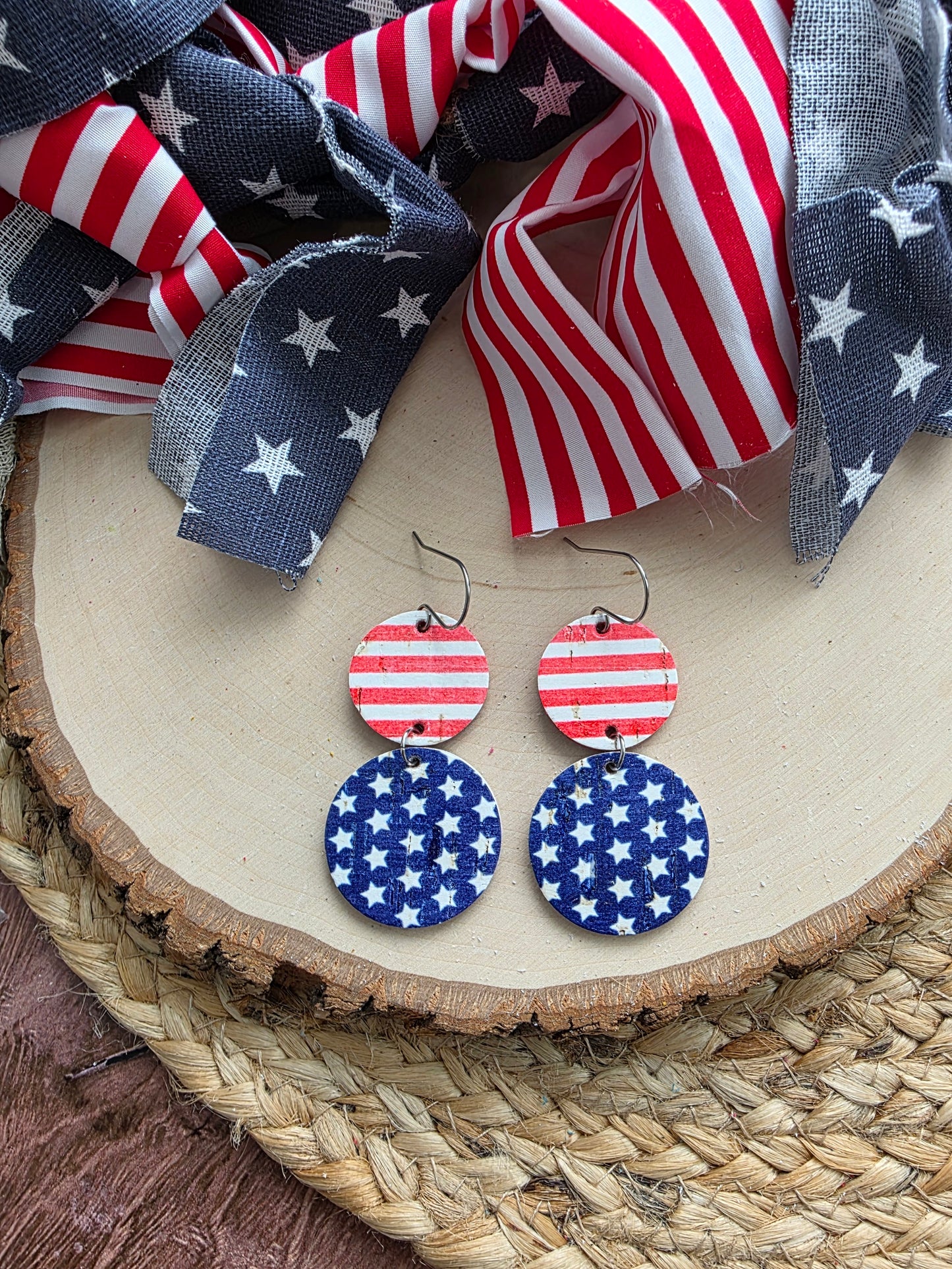 Stars & Stripes Stacked Circle Earrings