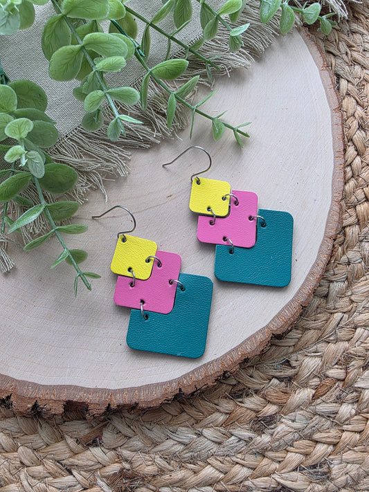 Colorblock Stacked Modern Chevron Earrings