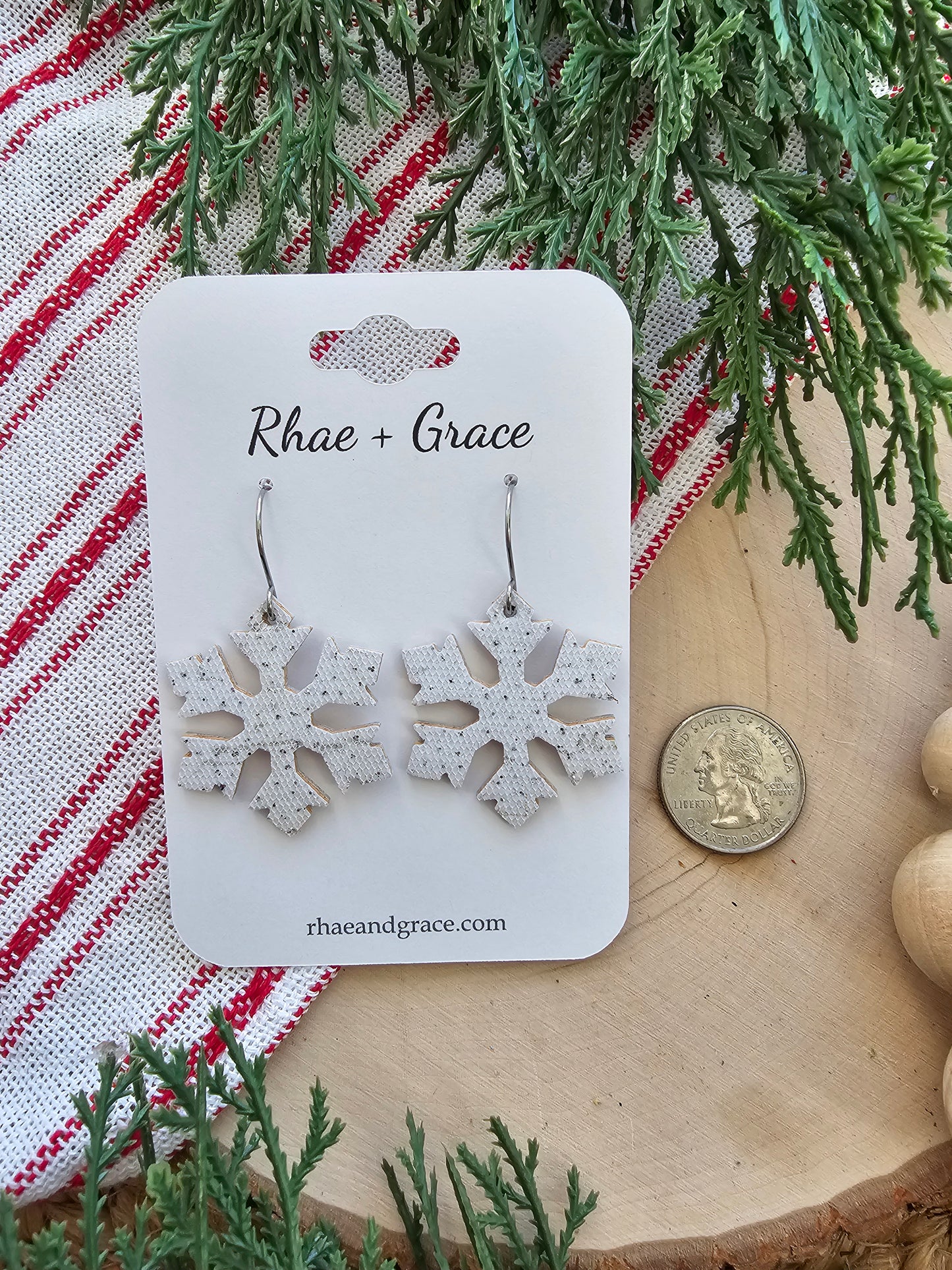 White Sparkle Snowflake Earrings