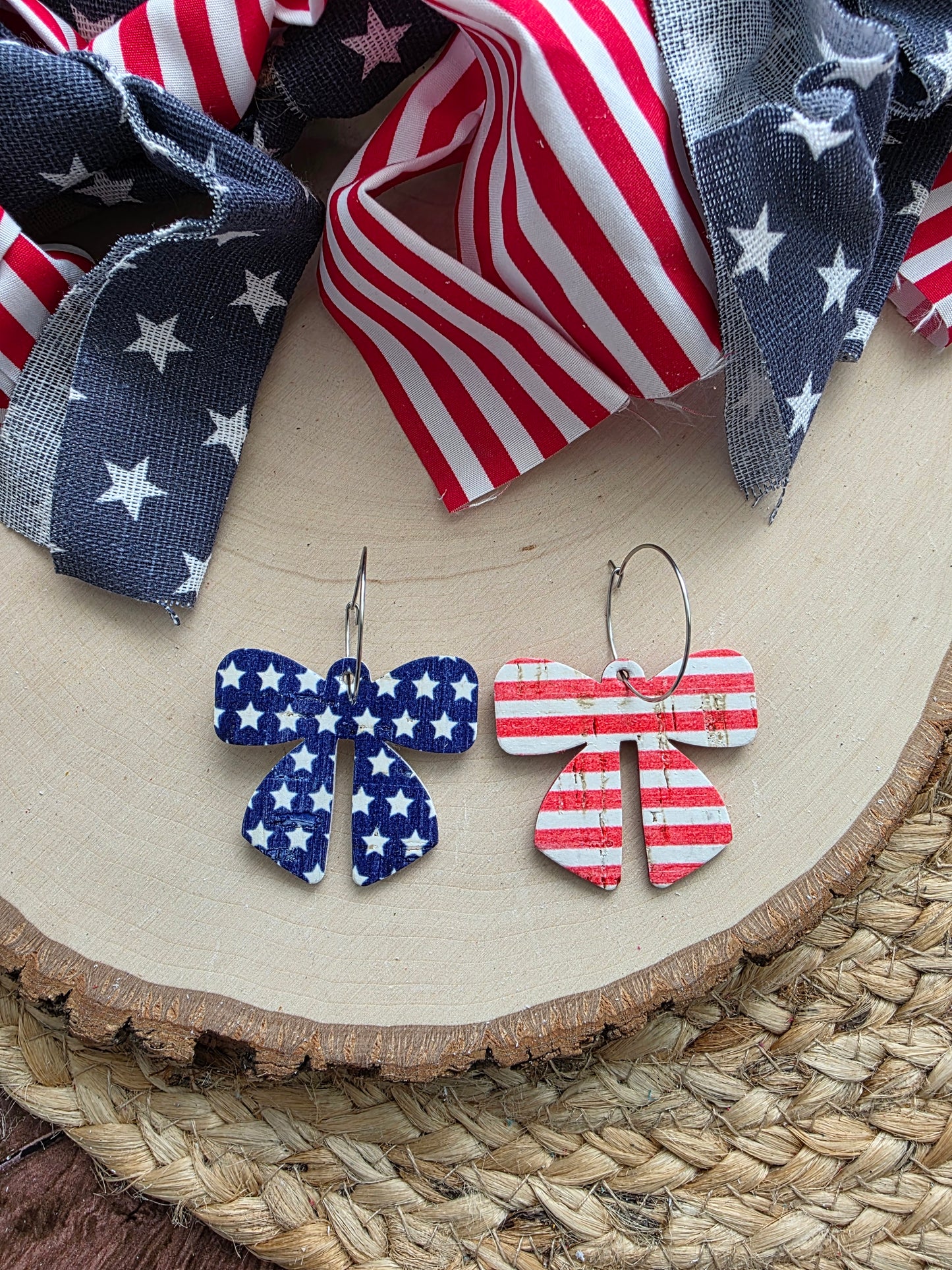 Star & Stripes Bow Earrings