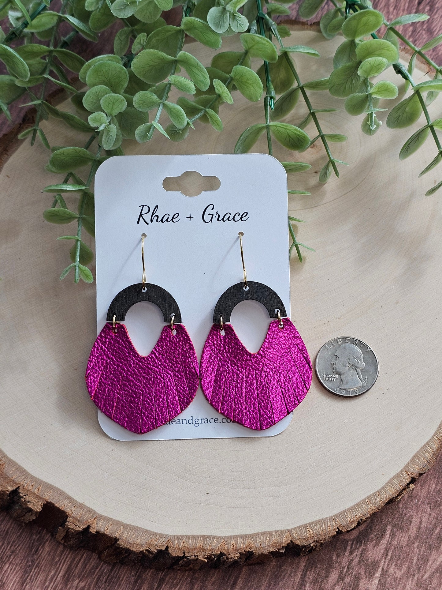 Metallic Fuschia Fringe Swoop Earrings