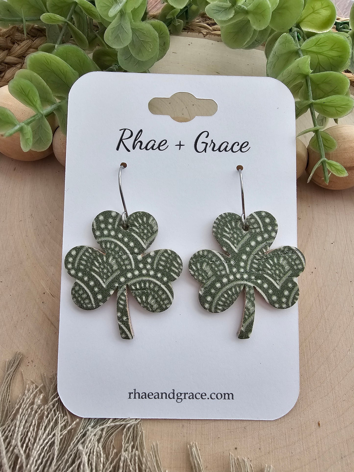 Kale Green Shamrock Earrings