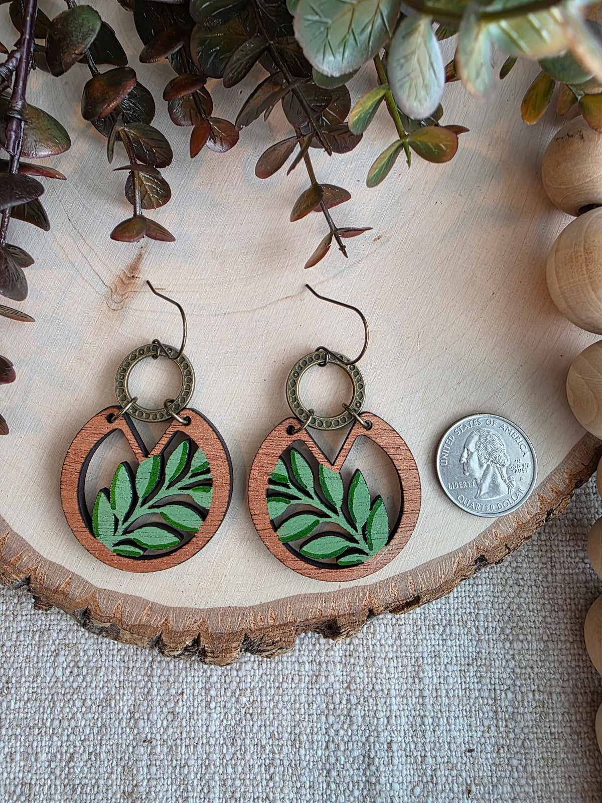 Botanical Leaf Cutout Wood Earrings