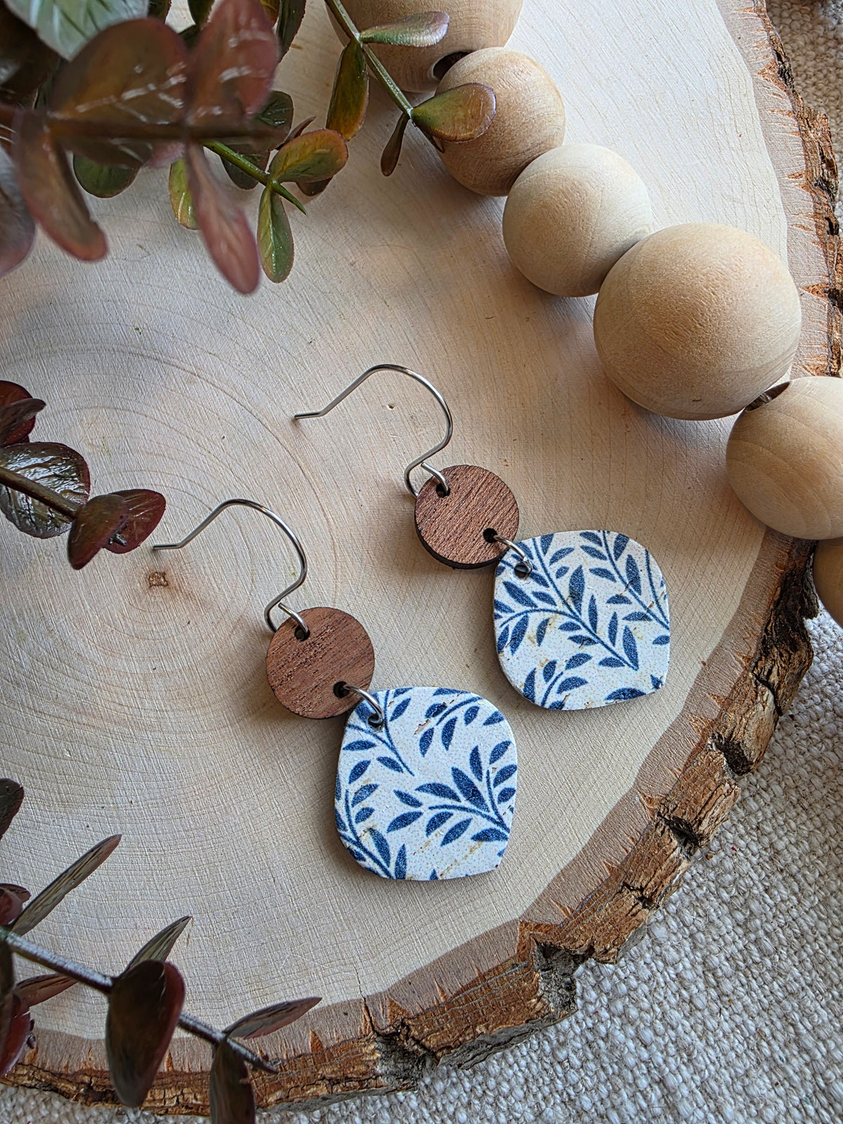 Blue Willow Rounded Petal Earrings