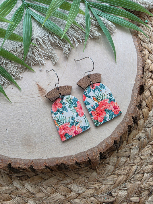 Tropical Hibiscus Closed Arch Earrings