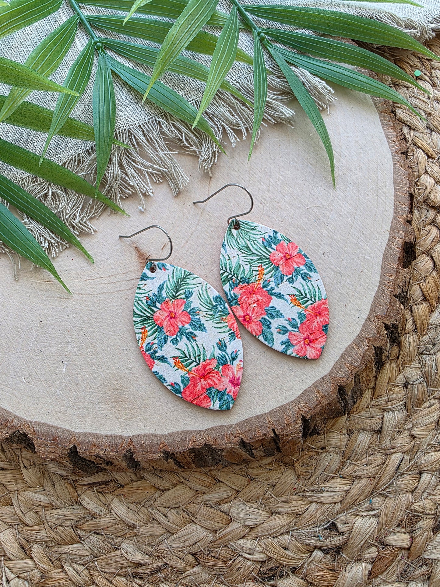 Tropical Hibiscus Leaf Earrings