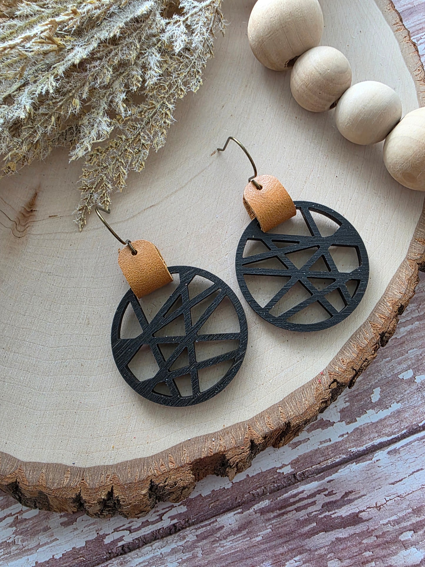 Black & Brown Abstract Criss-cross Earrings
