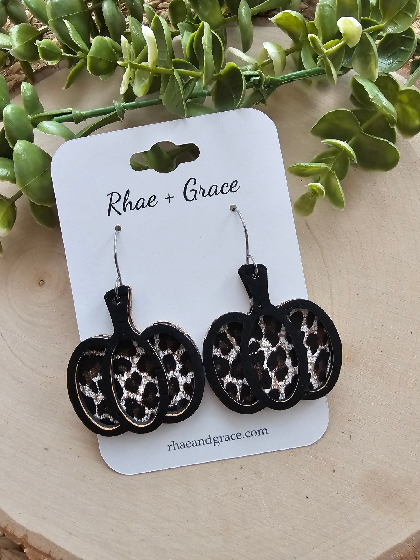 Leopard Print Pumpkin Earrings
