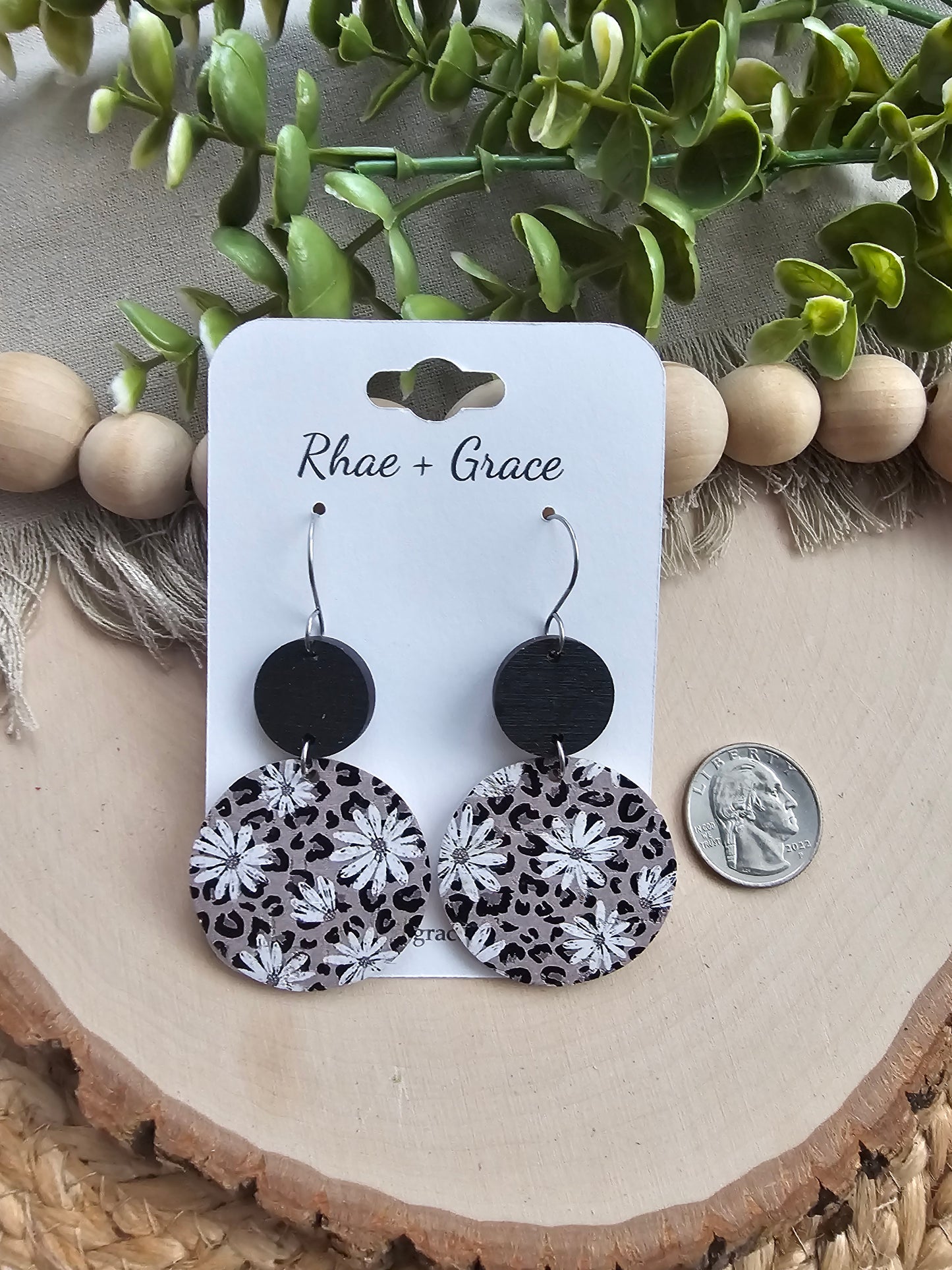 Daisy Leopard Print Large Circle Drop Earrings