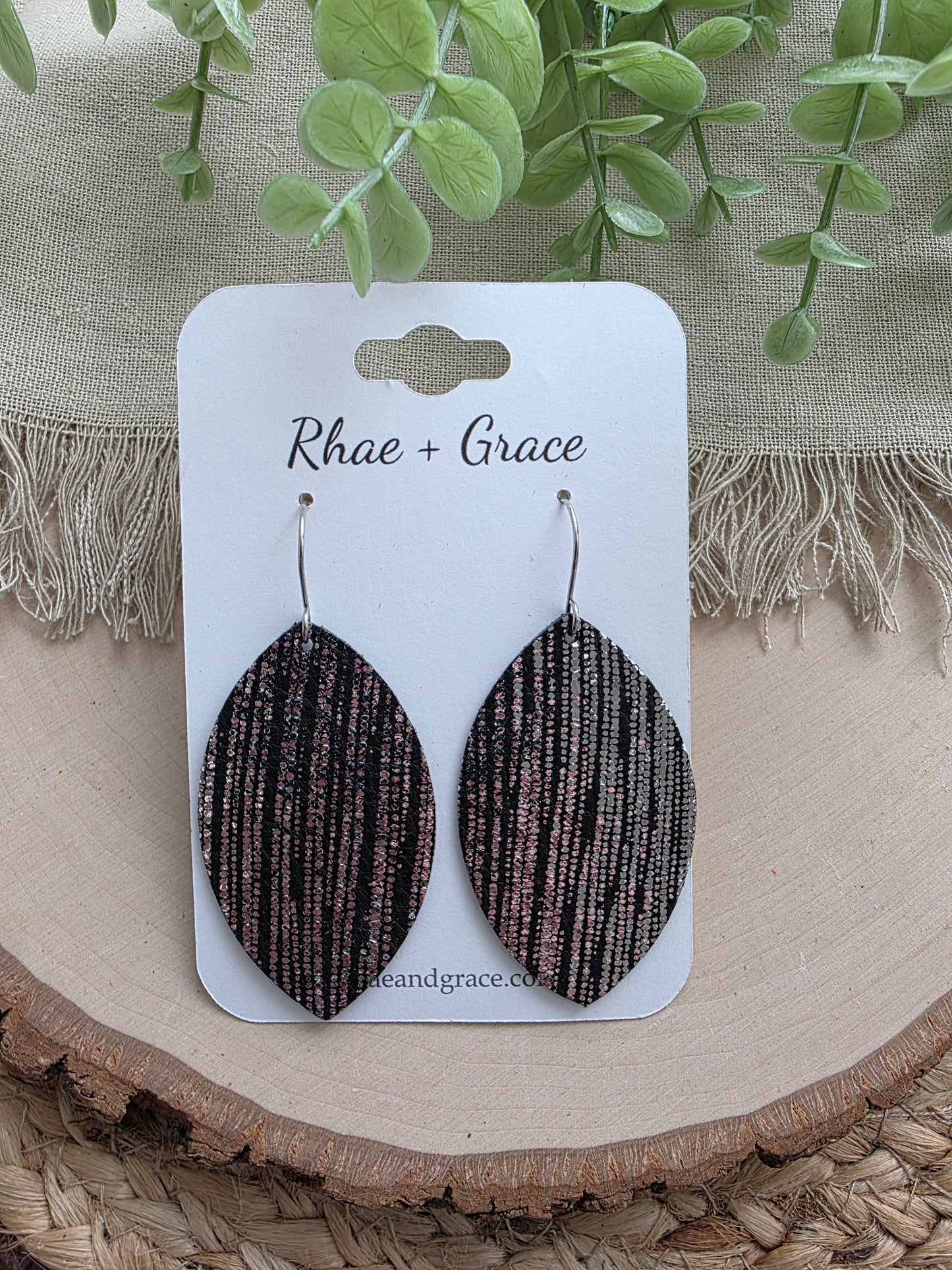Black & Silver Leaf Earrings