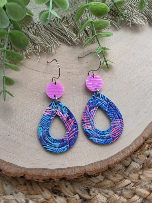Tropical Palm Open Teardrop Earrings