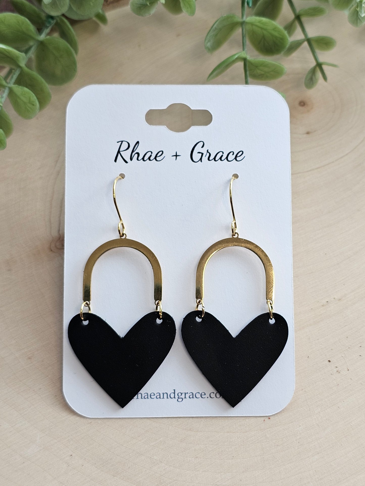 Black Arched Heart Earrings