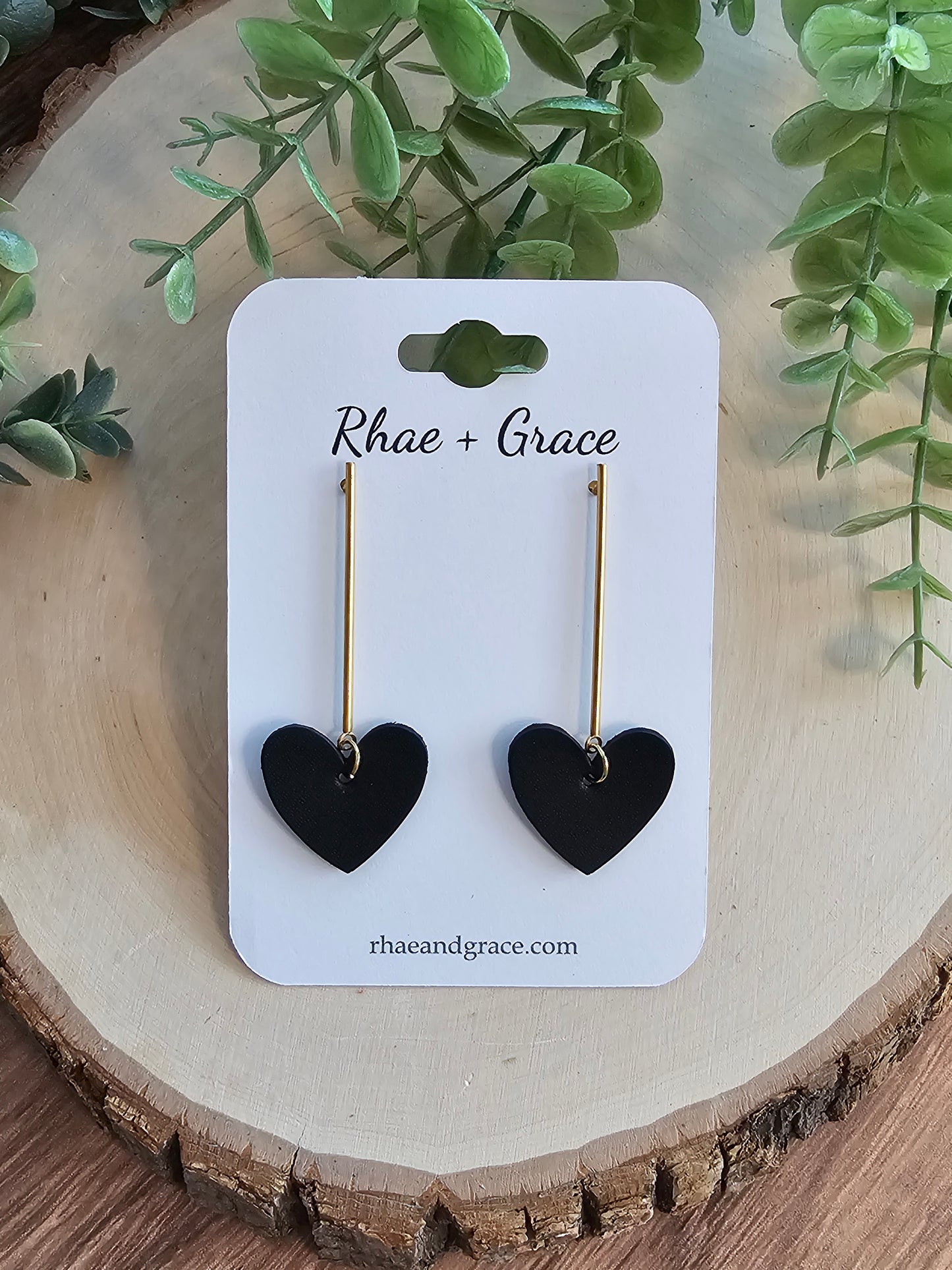 Black Heart Drop Post Earrings