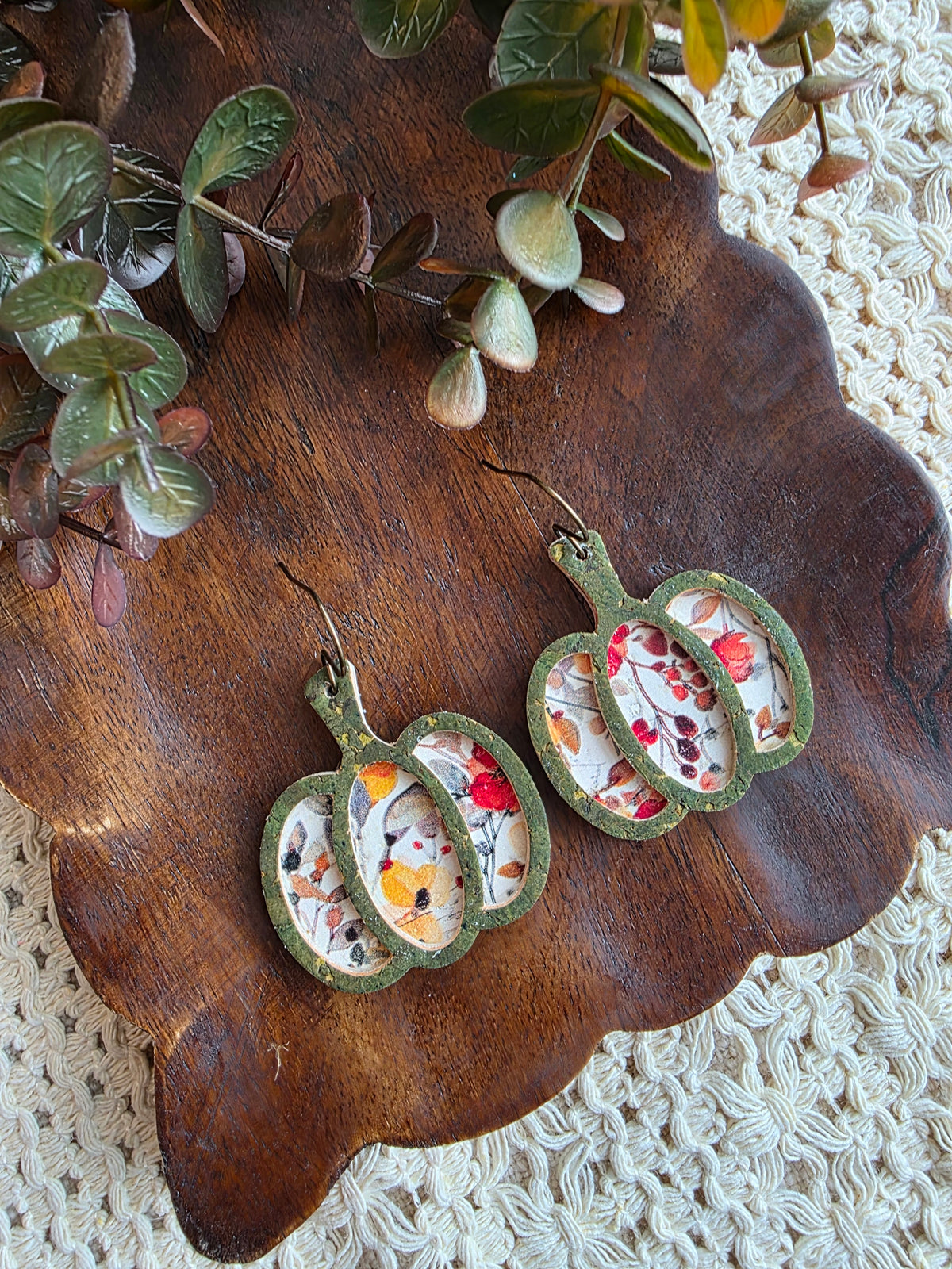 Harvest Floral Pumpkin Earrings