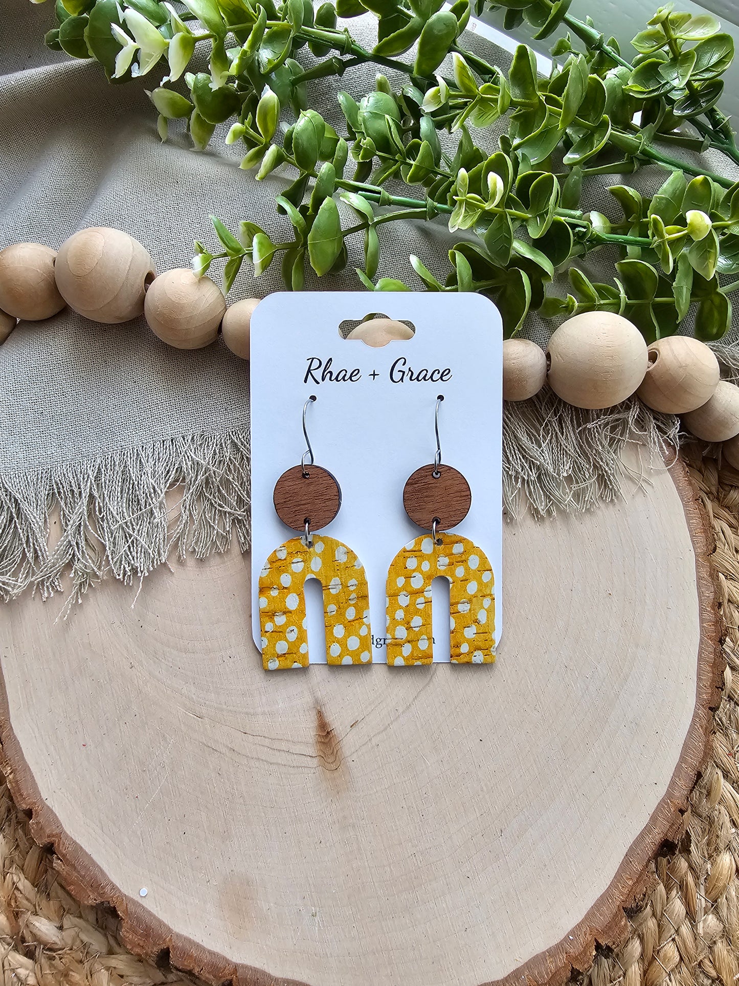 Sunshine Yellow Dotted Arch Earrings