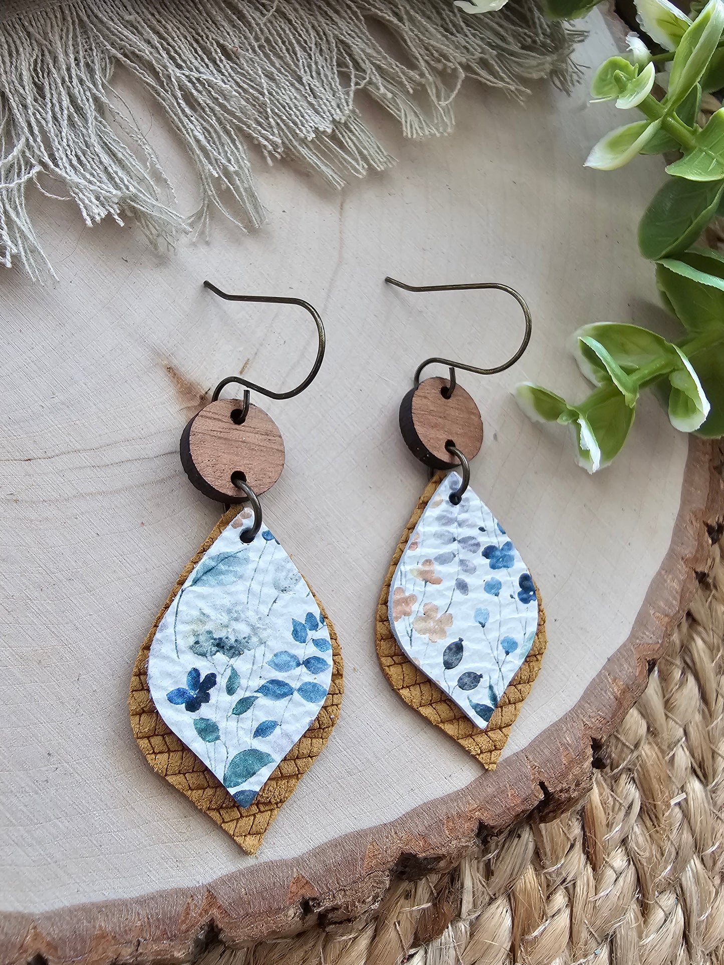 Layered Leaf Floral Earrings