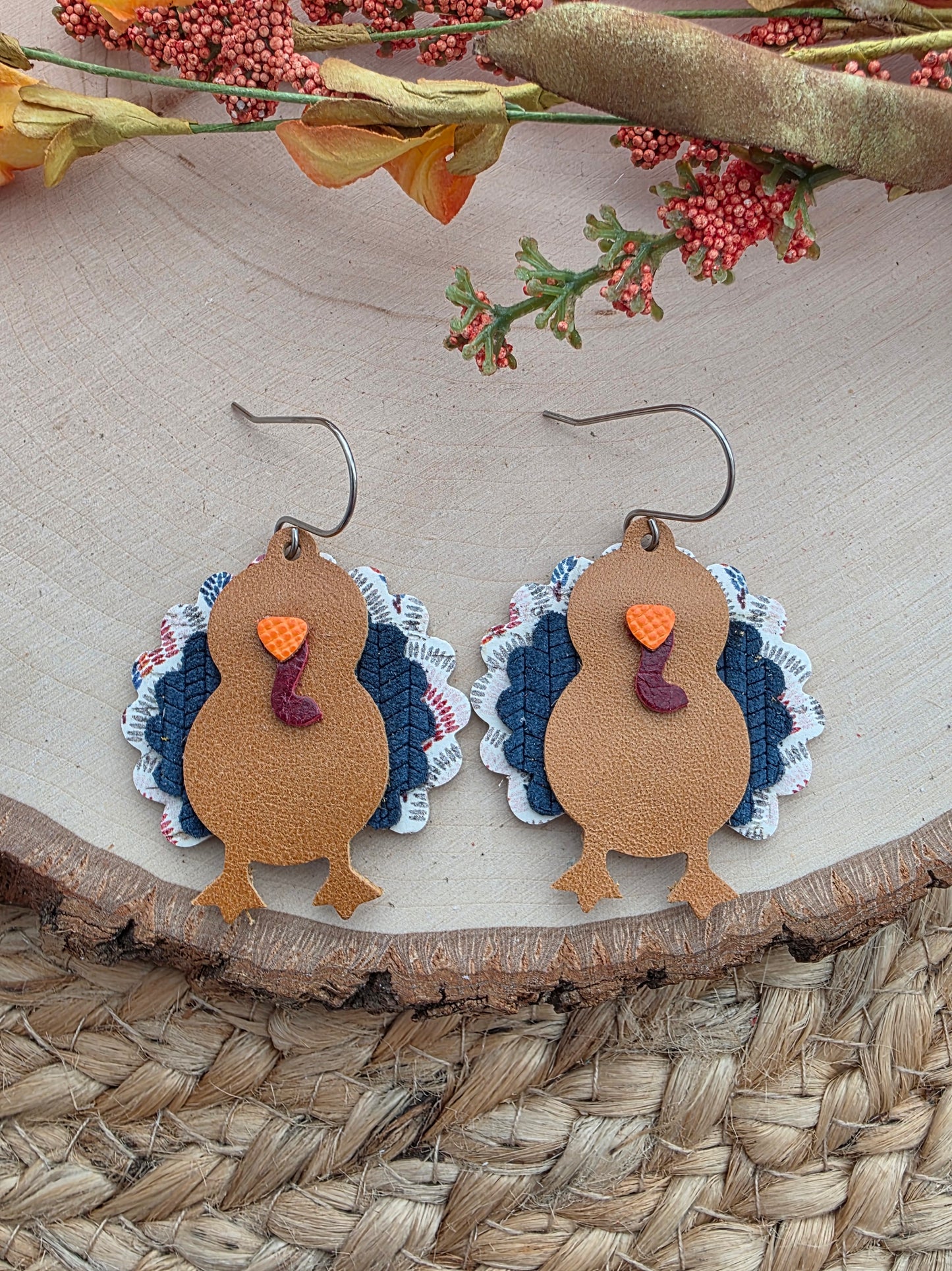 Boho Scallops & Blue Turkey Earrings