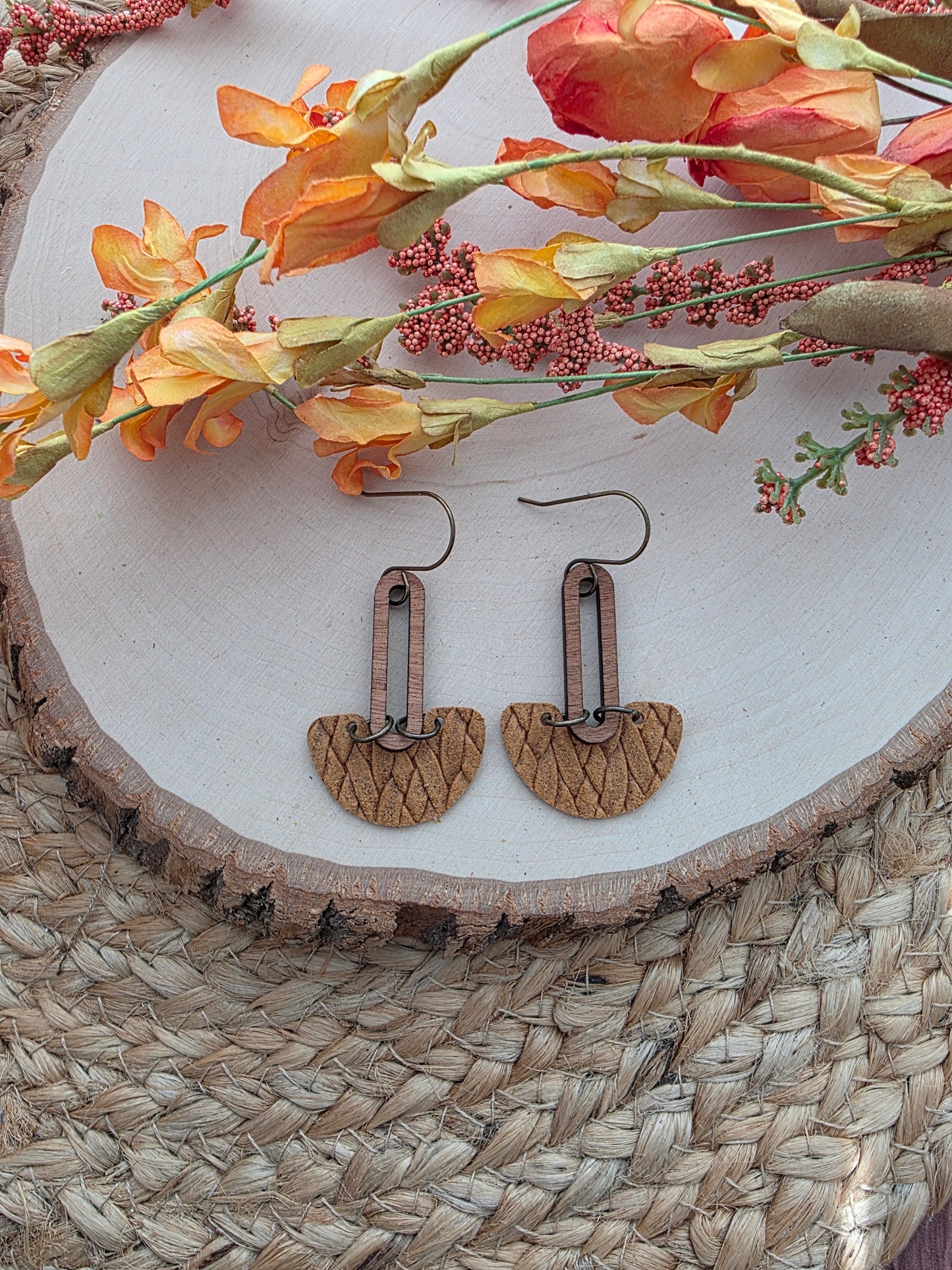 Honey Brown Arch Drop Earrings
