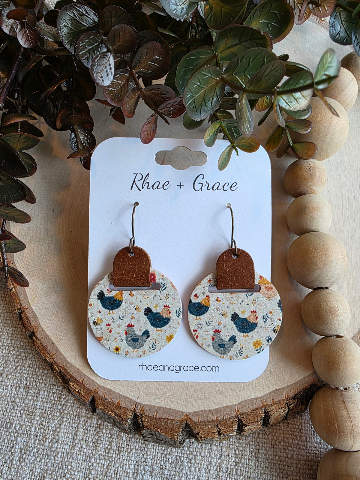 Chicken Looped Circle Earrings