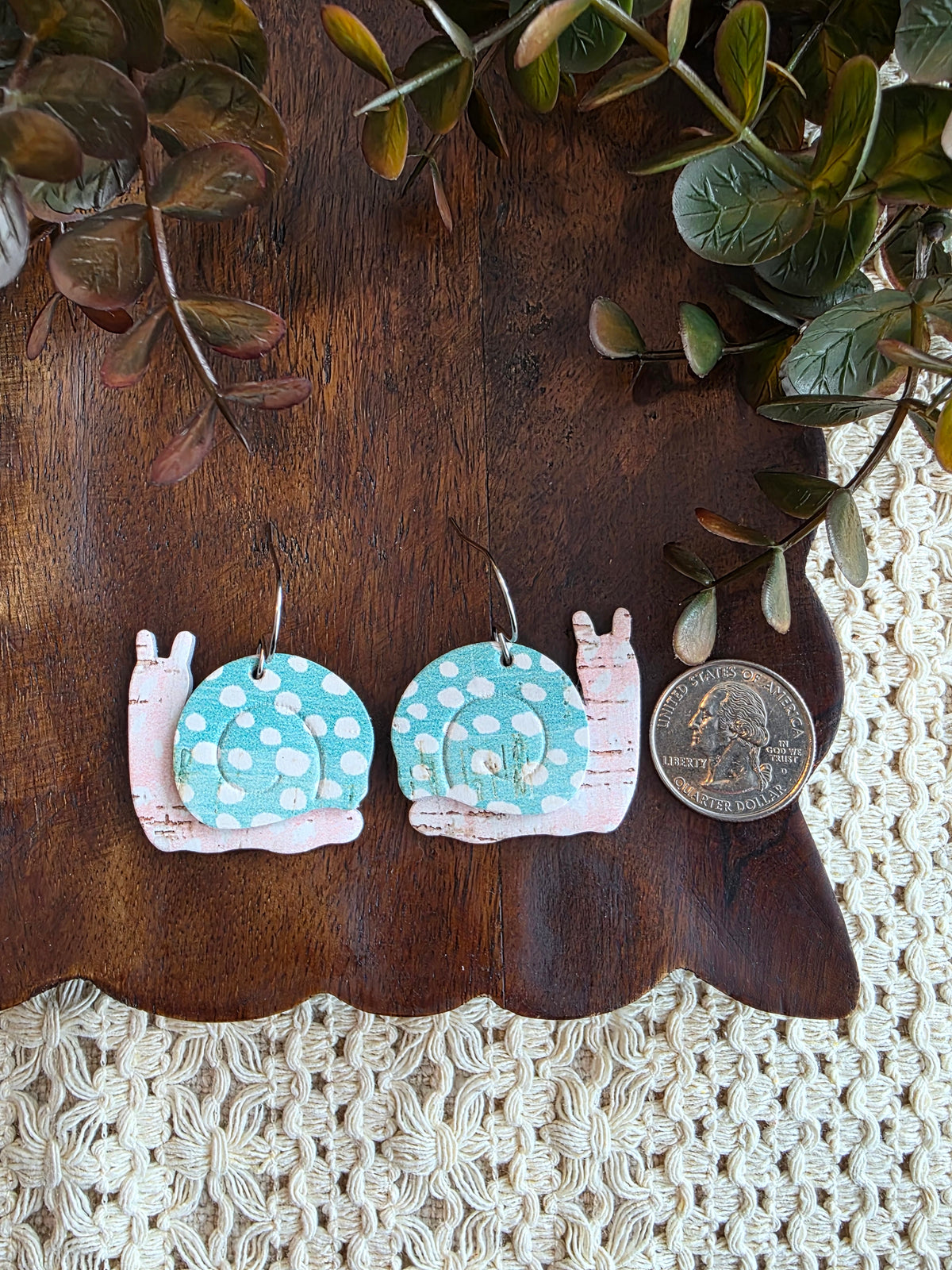 Garden Snails - Aqua Dotted Earrings