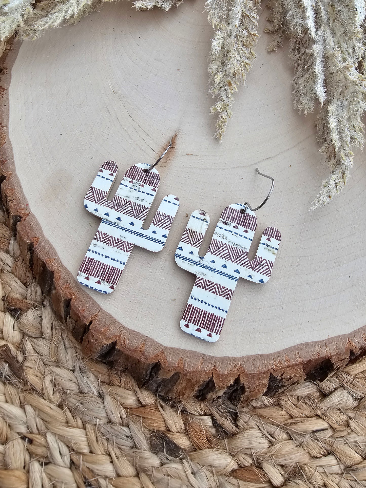 Tribal Stripe Cactus Earrings