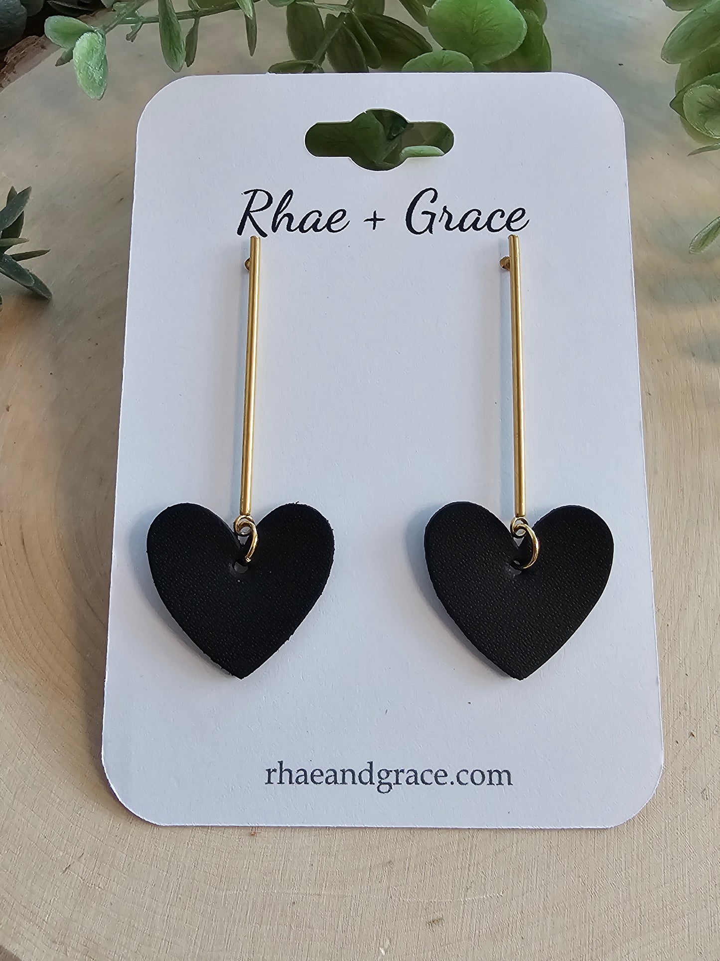 Black Heart Drop Post Earrings