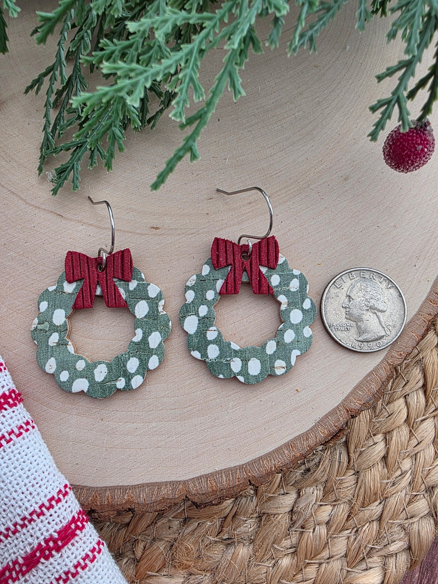 Snowy Christmas Wreath Earrings