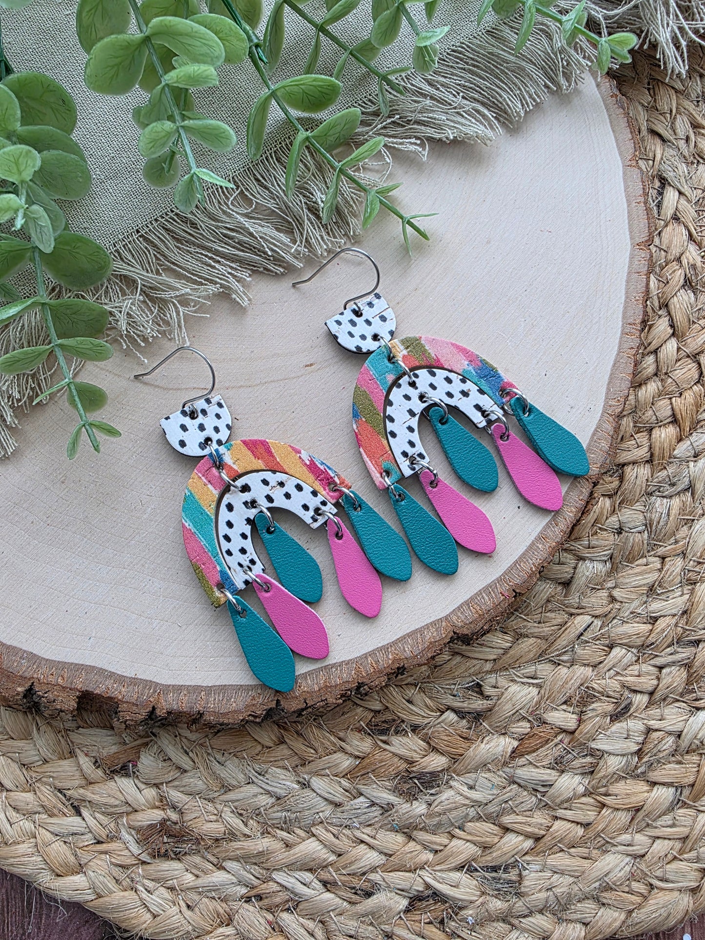 Pattern Mixed Arch Statement Earrings